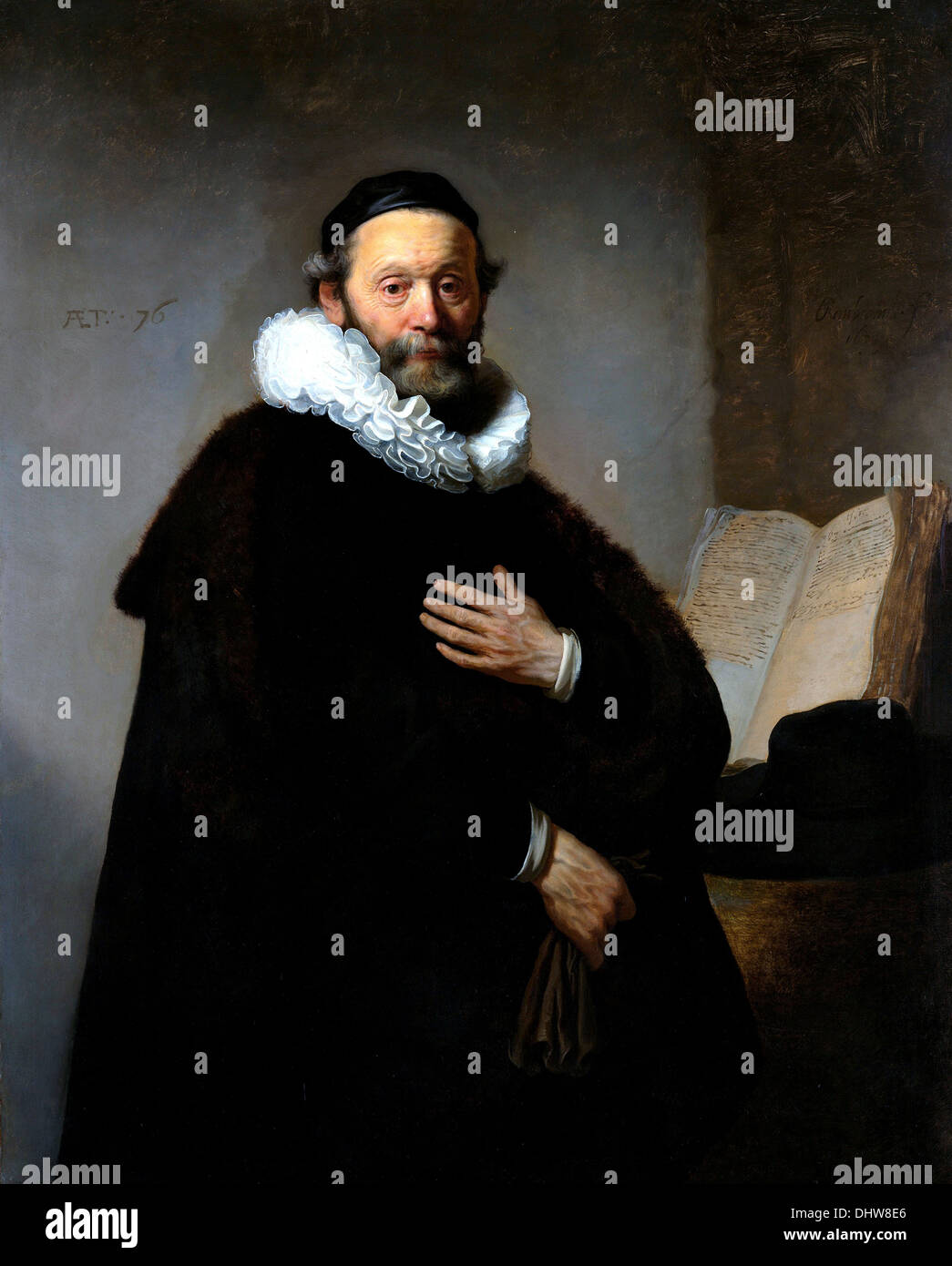 Johannes Wtenbogaert  - by Rembrandt van Rijn, 1633 Stock Photo