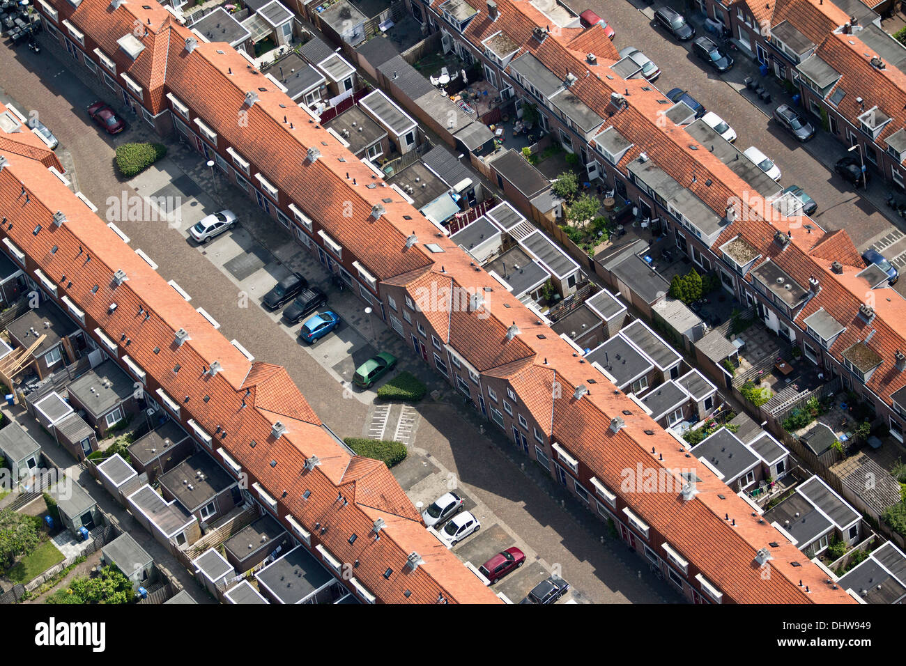 Netherlands, Zwolle, Residential district. Aerial Stock Photo