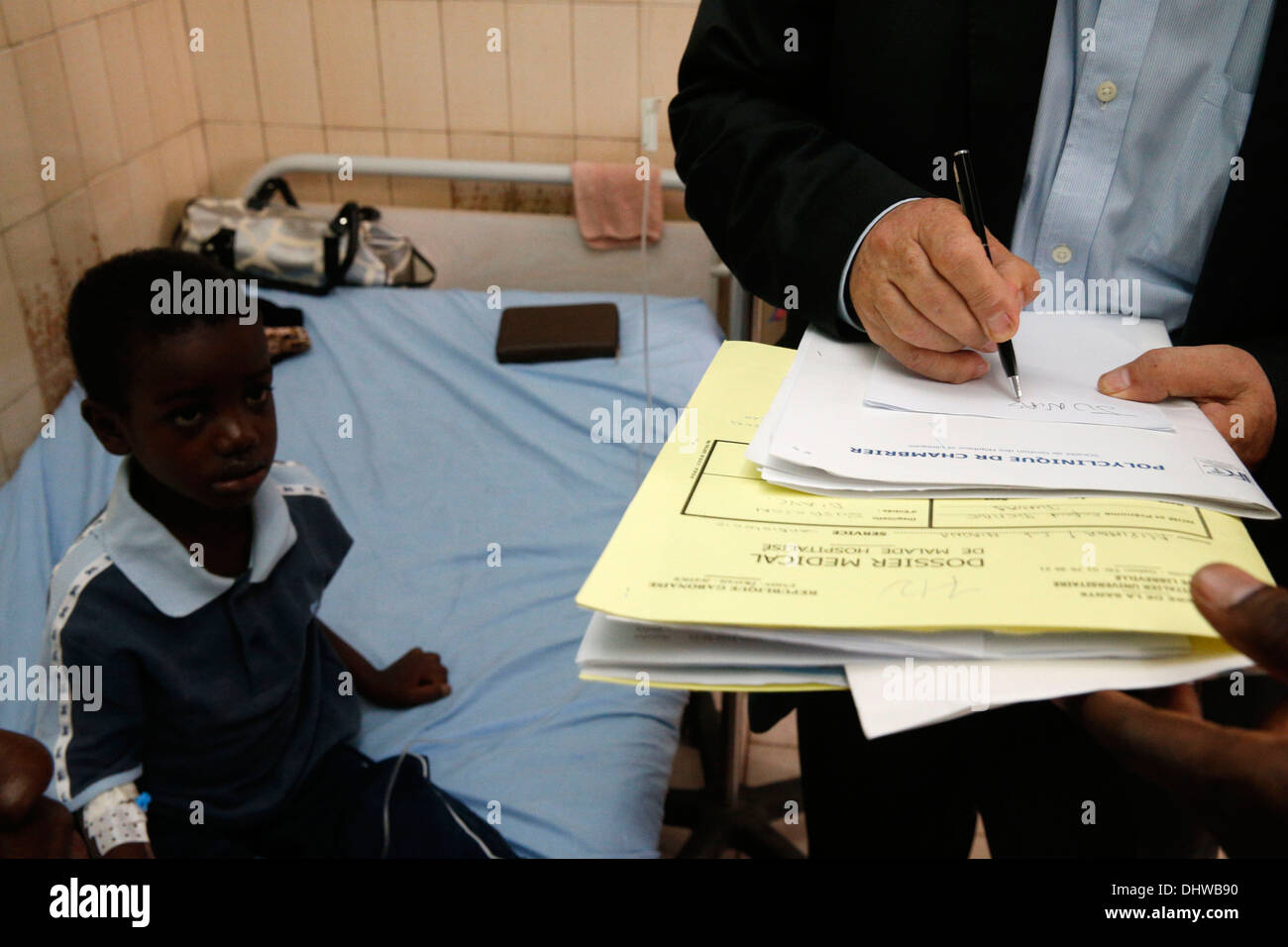Libreville Hospital. Sick child. Stock Photo