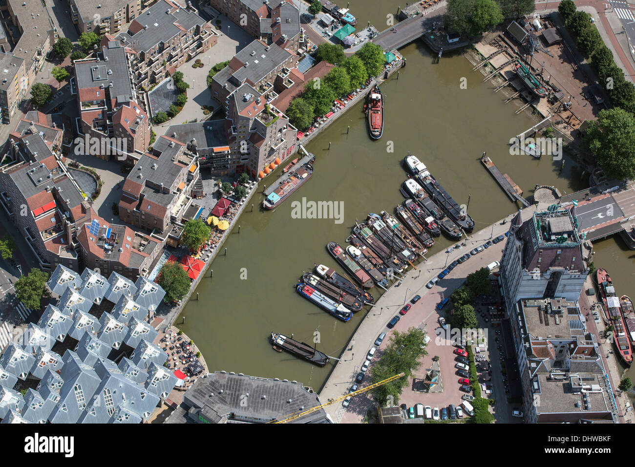 Netherlands, Rotterdam, View on city center. Aerial Stock Photo