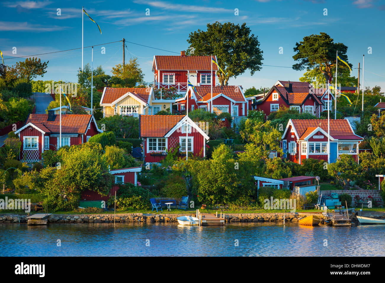 Typical Swedish small cottages in Karlskona, Sweden Stock Photo Alamy