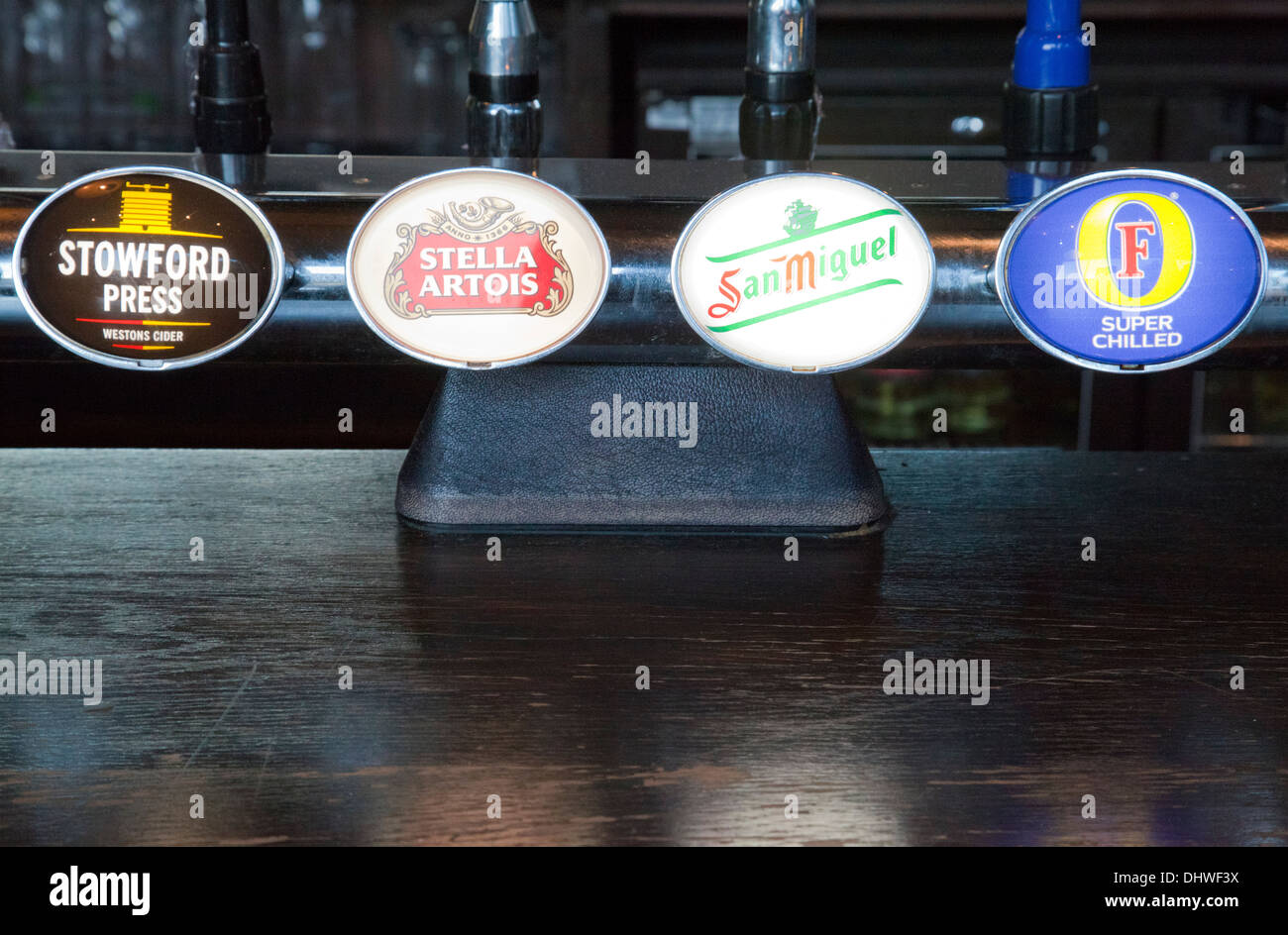 Beer on tap at London Pub - London UK Stock Photo
