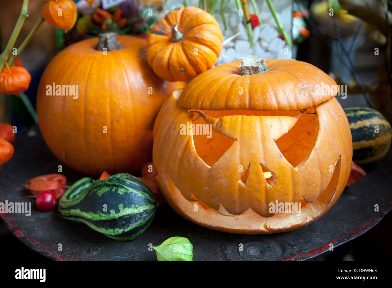 Halloween Pumpkin Display Stock Photo