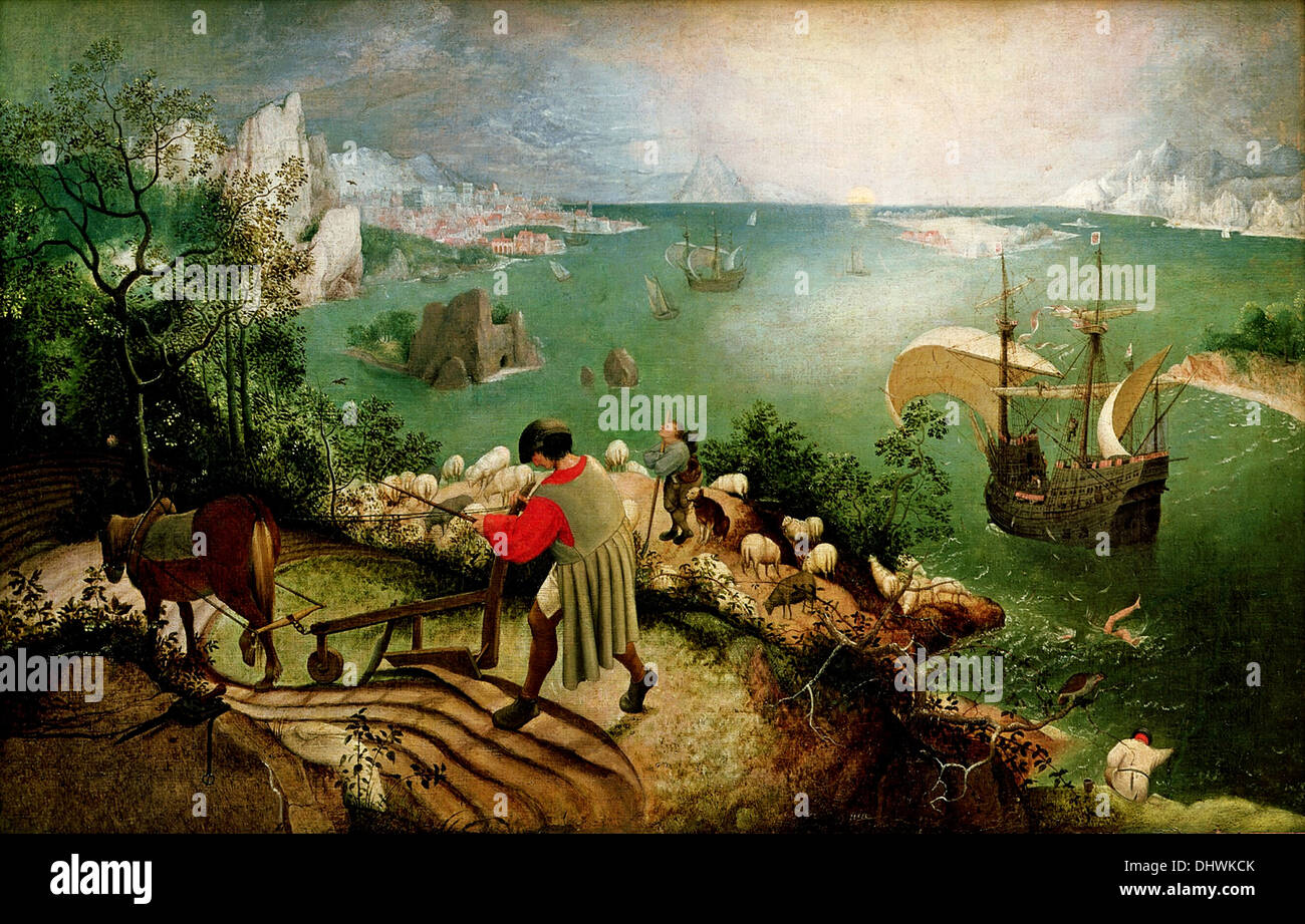 Landscape with the Fall of Icarus - by Pieter Bruegel, 1560's Stock Photo