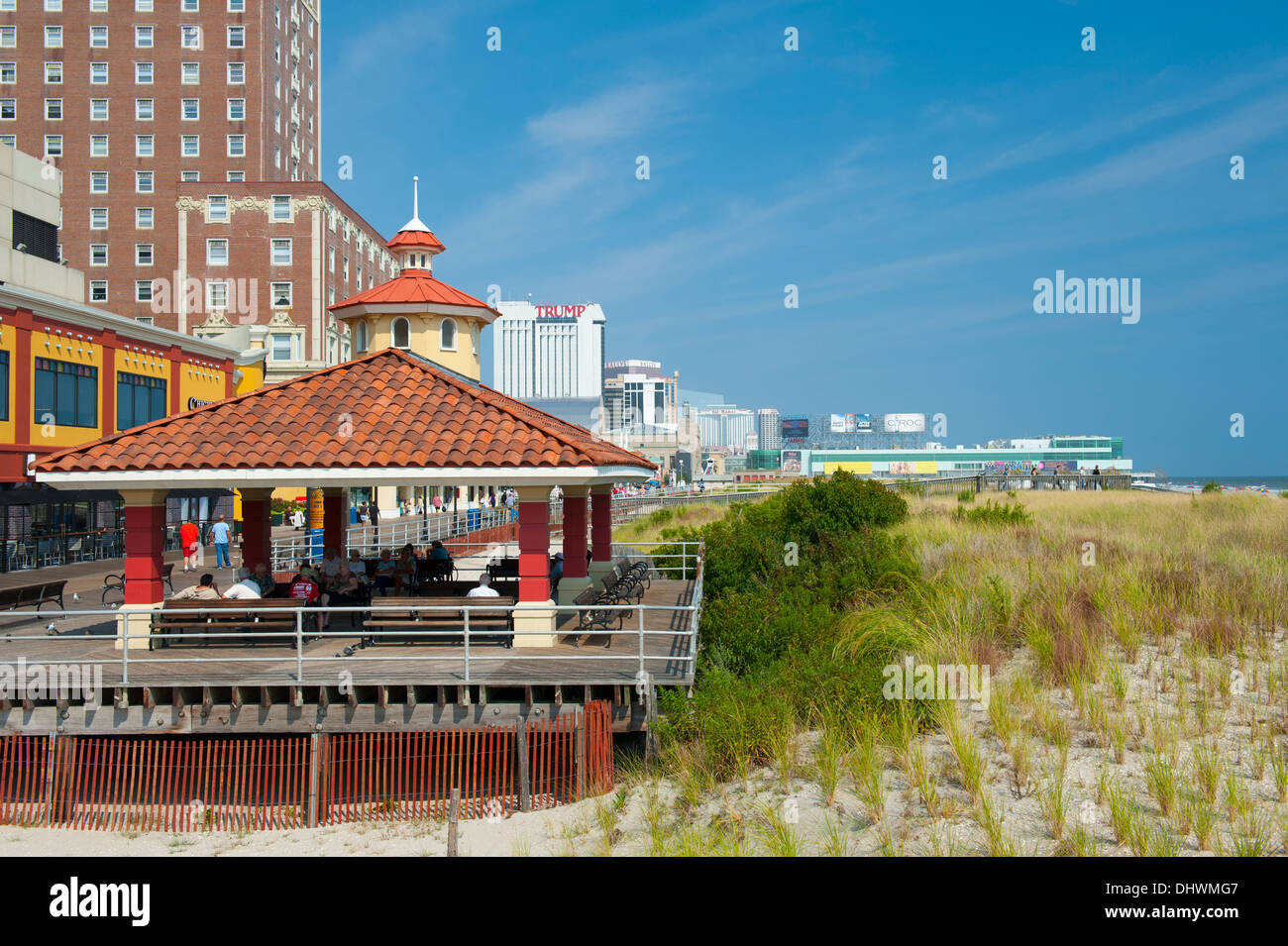USA America New Jersey NJ N. J. Atlantic City Boardwalk and sand dune grass Stock Photo Alamy