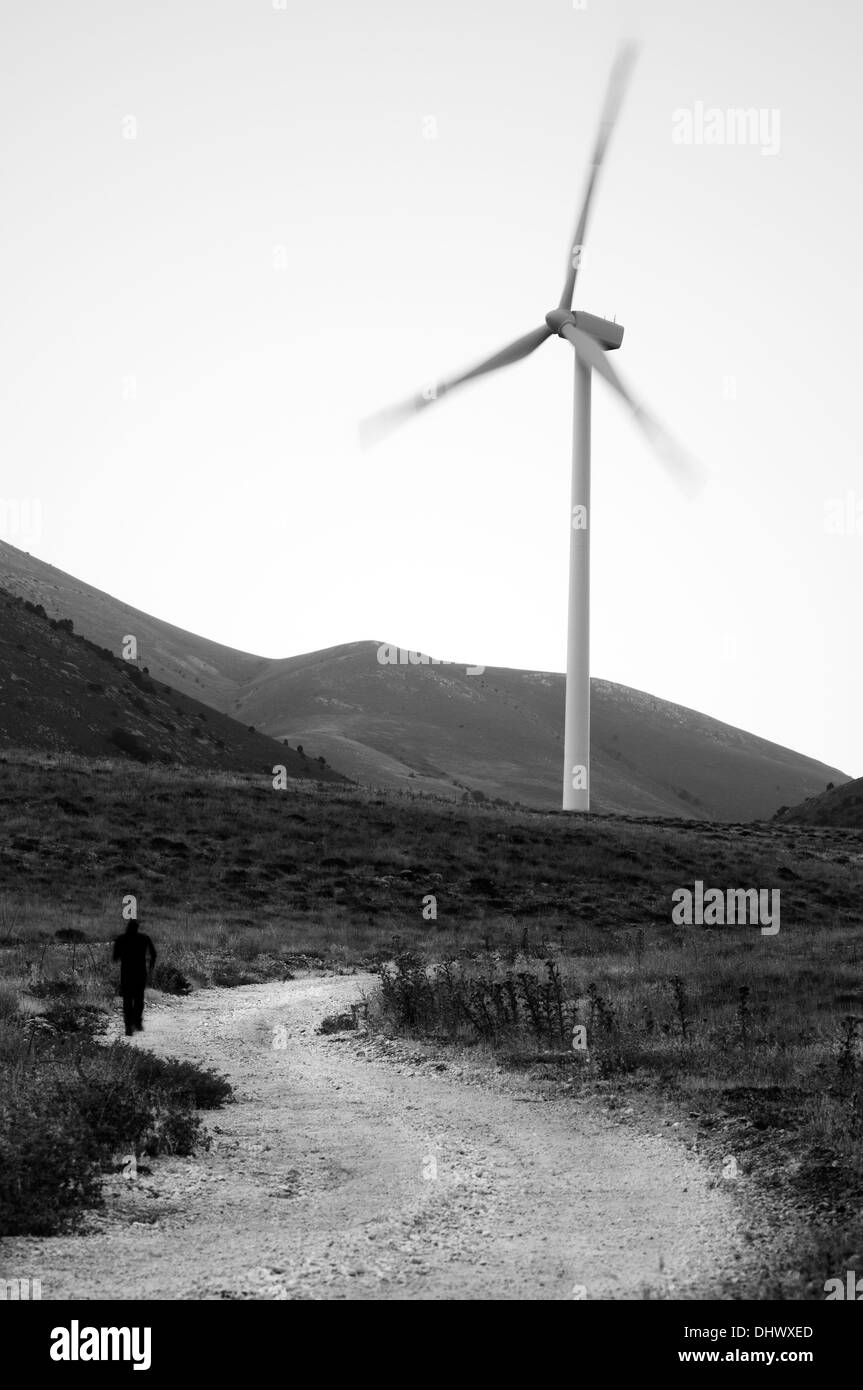 Fucino, Abruzzo, Italy. Eolic blades Stock Photo