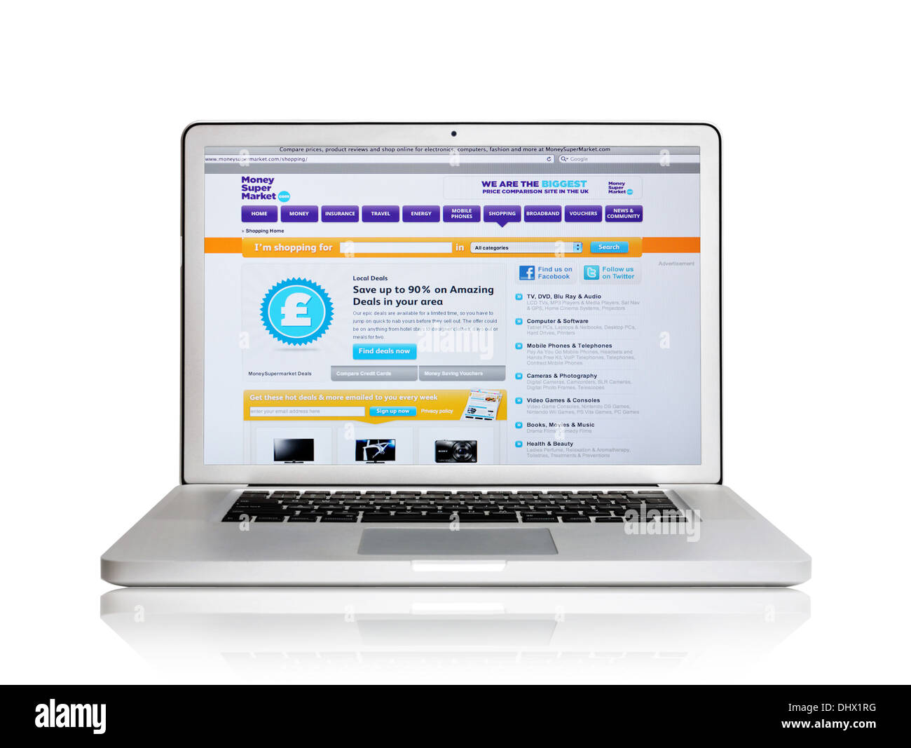 MoneySuperMarket website on laptop screen Stock Photo