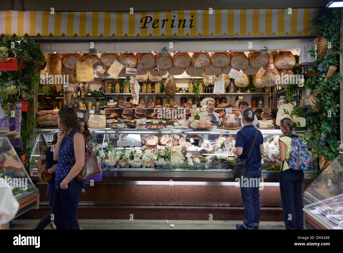 Perini speciality meats Shop in the Mercato Florence Tuscany Italy Stock Photo