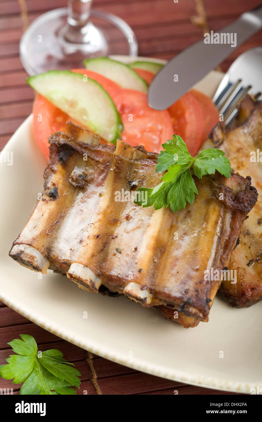 Roast pork ribs Stock Photo - Alamy