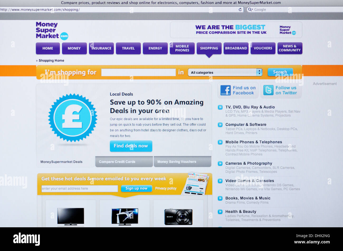 MoneySuperMarket website on computer screen Stock Photo