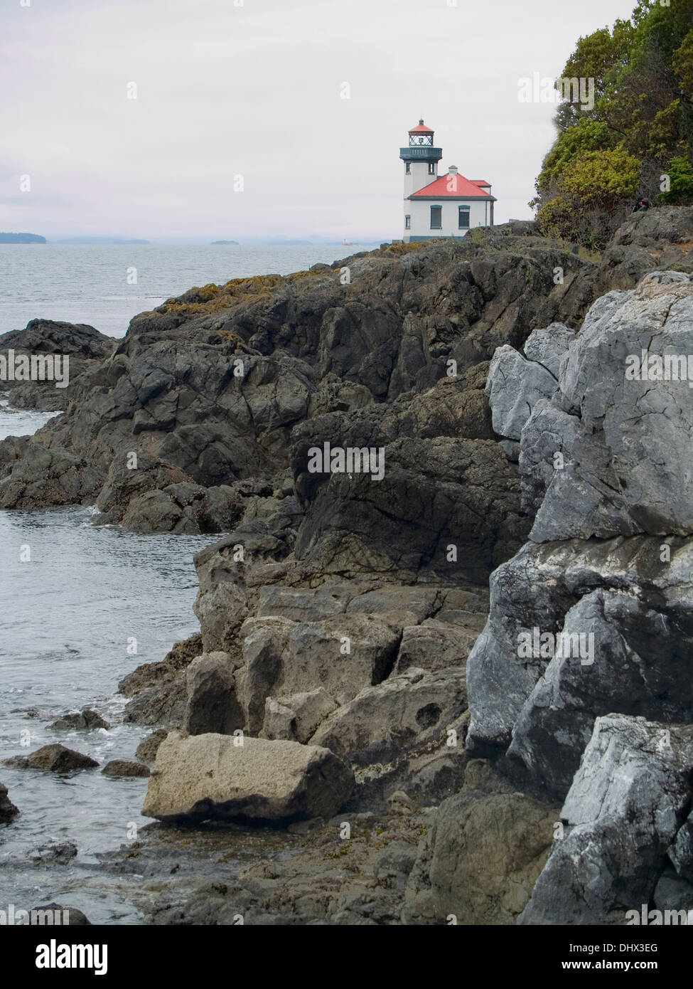 Lime Kiln Lighthouse,San Juan Island,Washington State Stock Photo