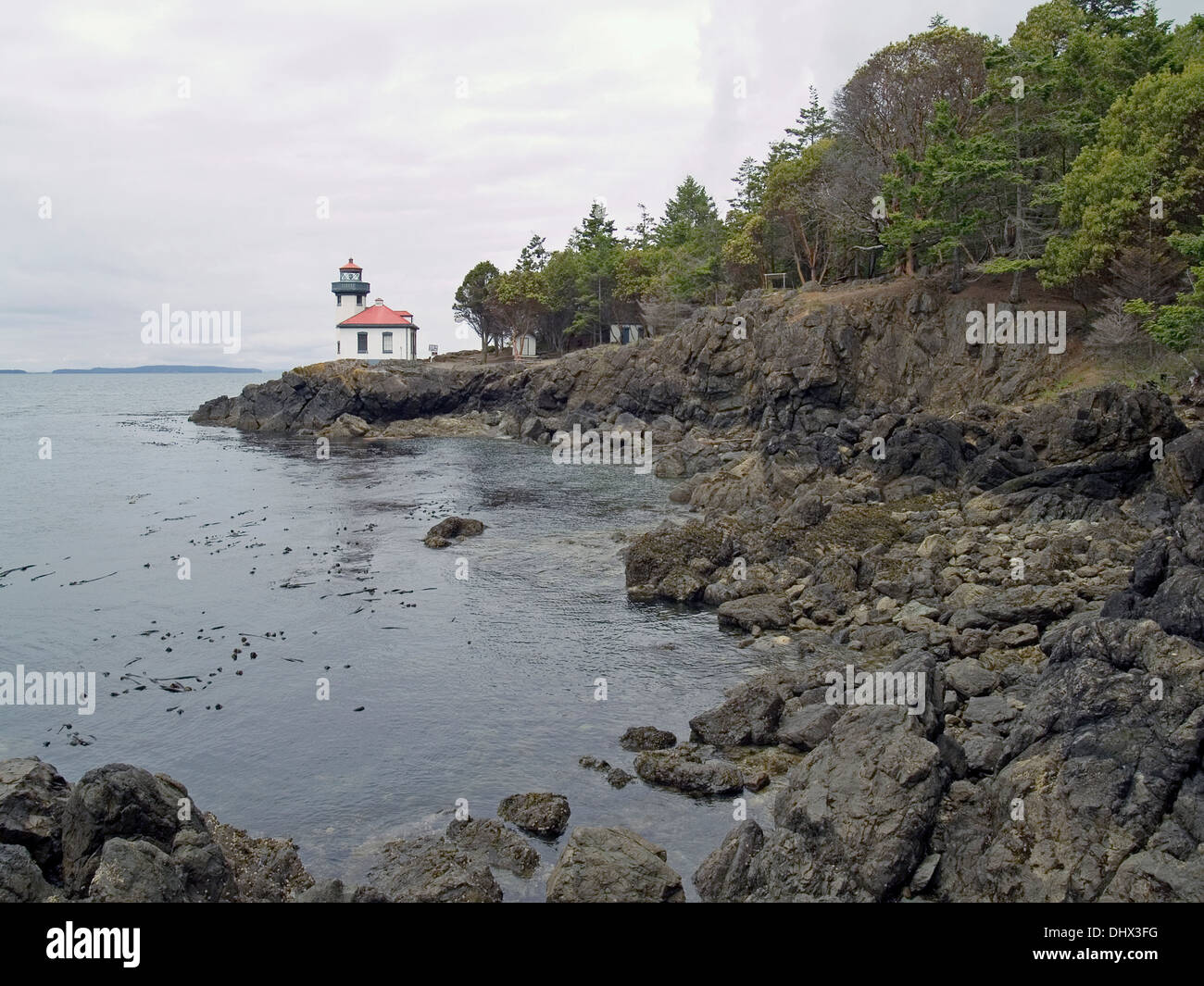 Lime Kiln Lighthouse on San Juan Island,Washington State Stock Photo