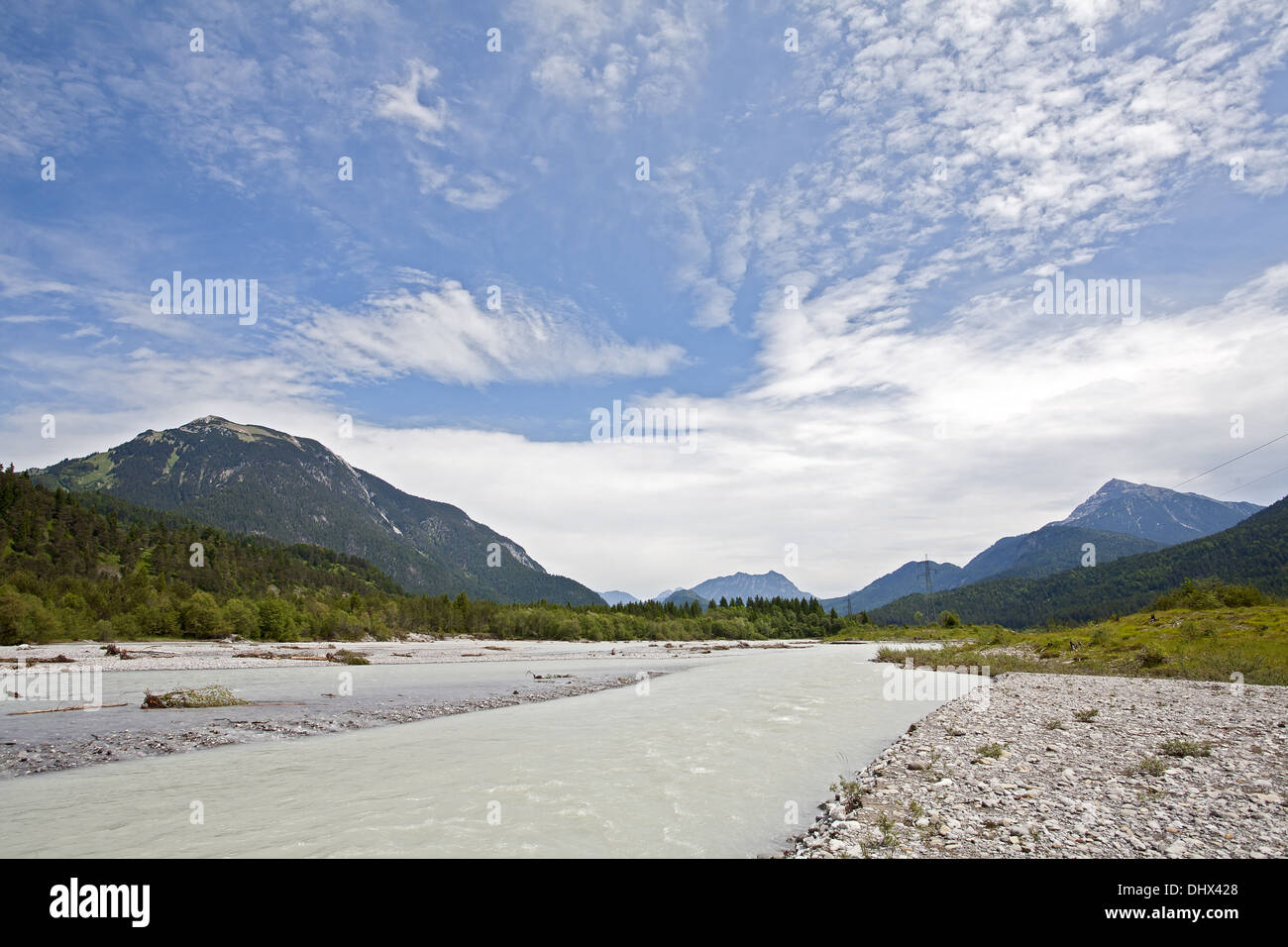Nature reserve Lech valley, Tyrol, Austria Stock Photo