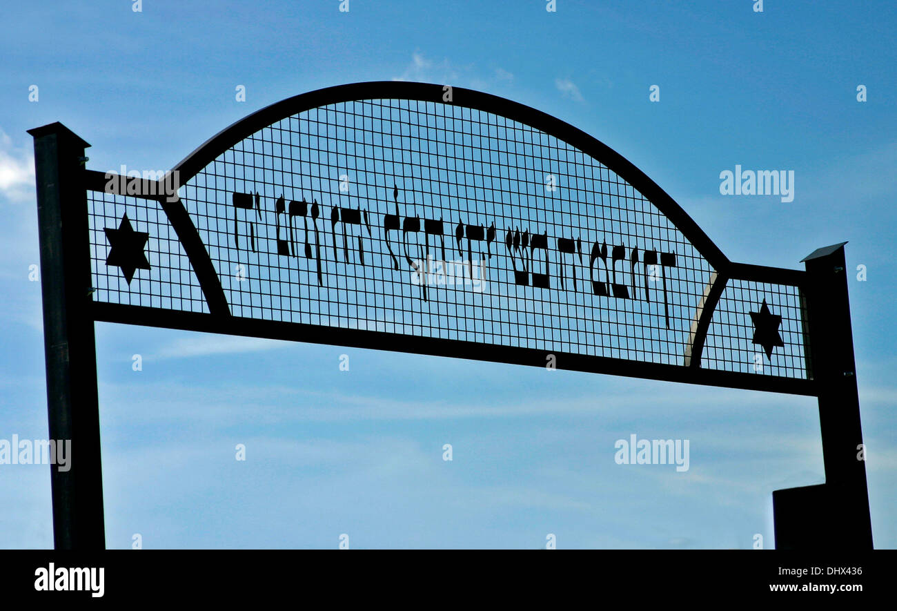 Hebrew writing above the gates of the newly rebuilt and reconsecrated