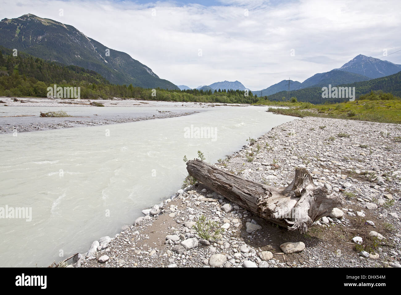 Nature reserve Lech valley, Tyrol, Austria Stock Photo
