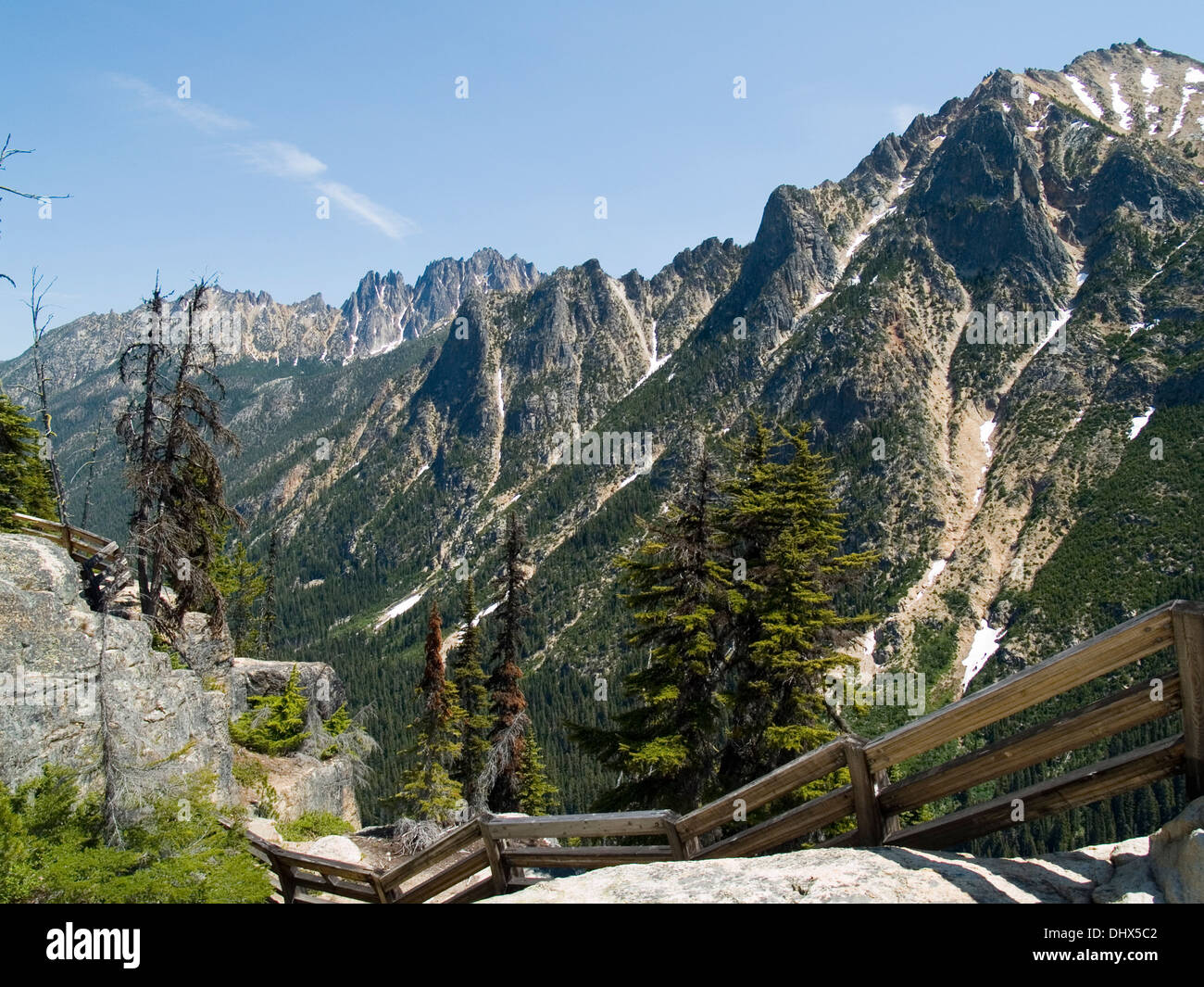 A view from Washington Pass overlook of the North Cascades Mountains,Washington State Stock