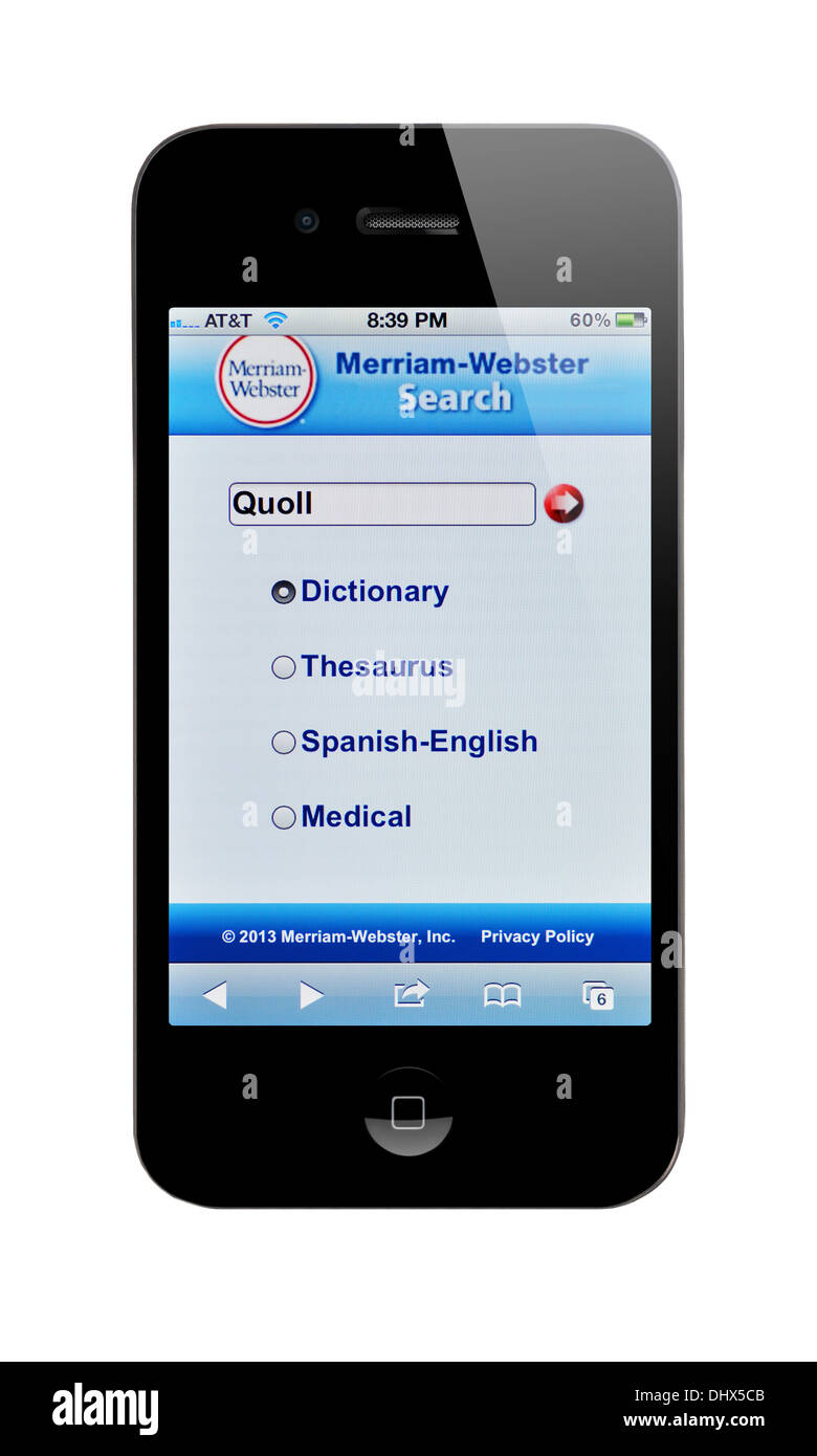 iPhone screen showing Merriam-Webster Dictionary website Stock Photo ...