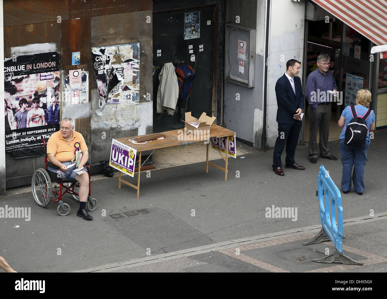 Disabled man campaigning for UKIP. Stock Photo