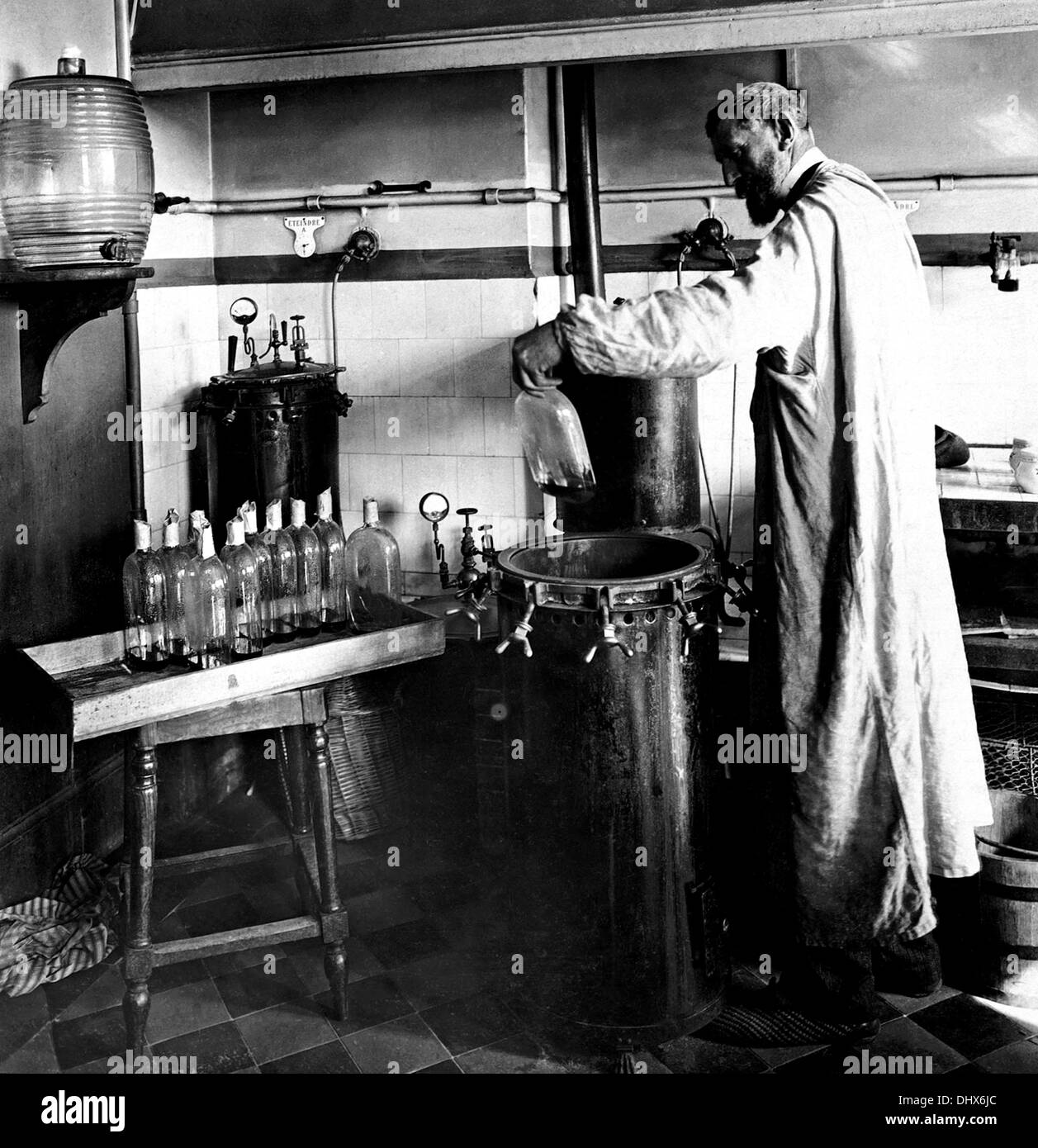 Louis Pasteur experimenting Stock Photo