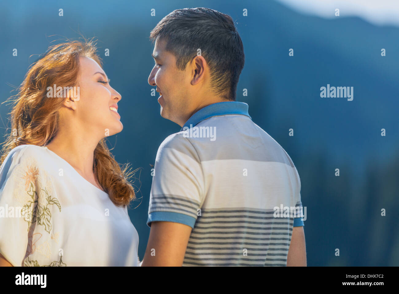 couple Asian against sky nature Stock Photo