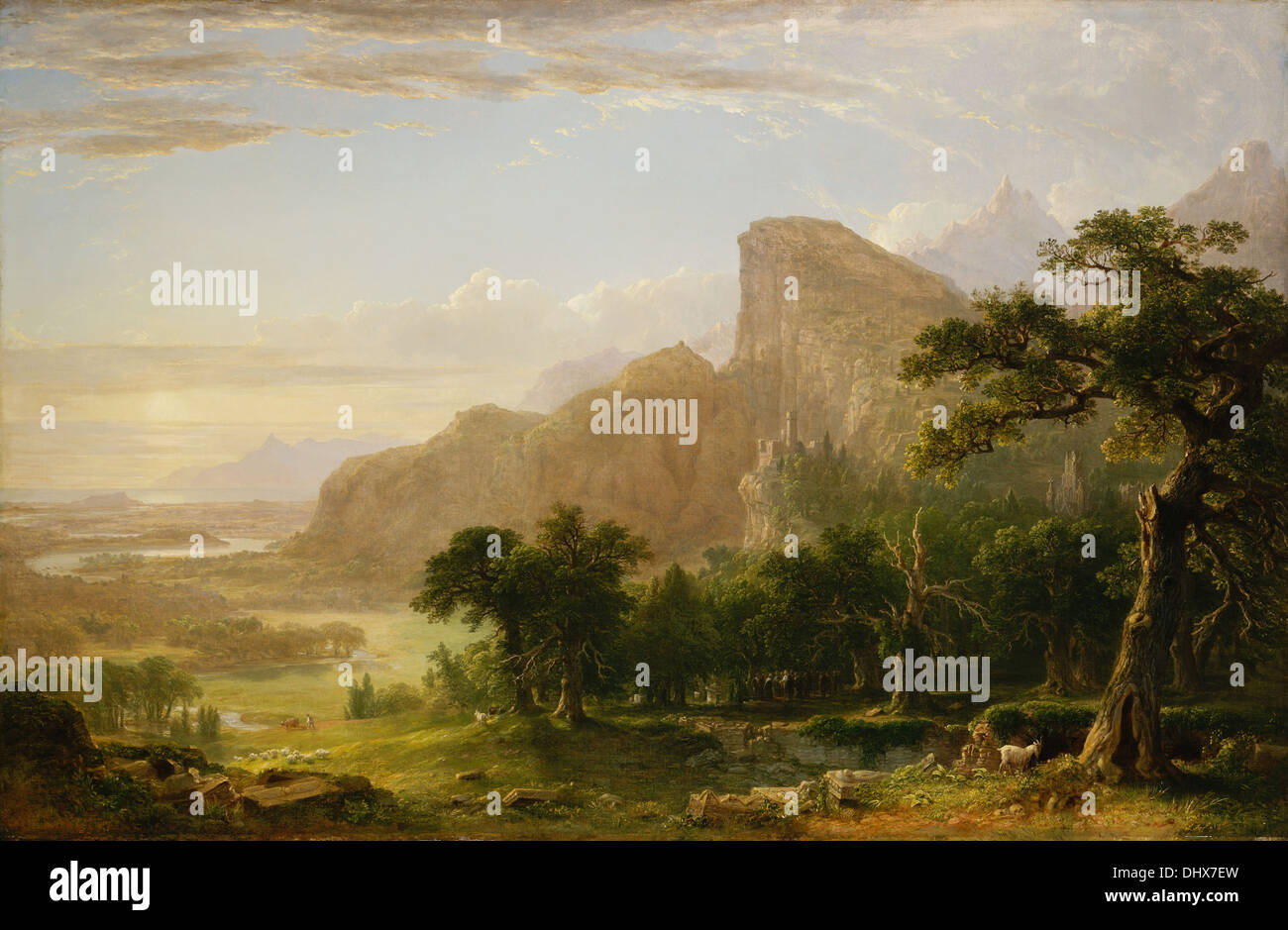Landscape - Scene from 'Thanatopsis' - by Asher Brown Durand, 1850, Hudson River School Stock Photo