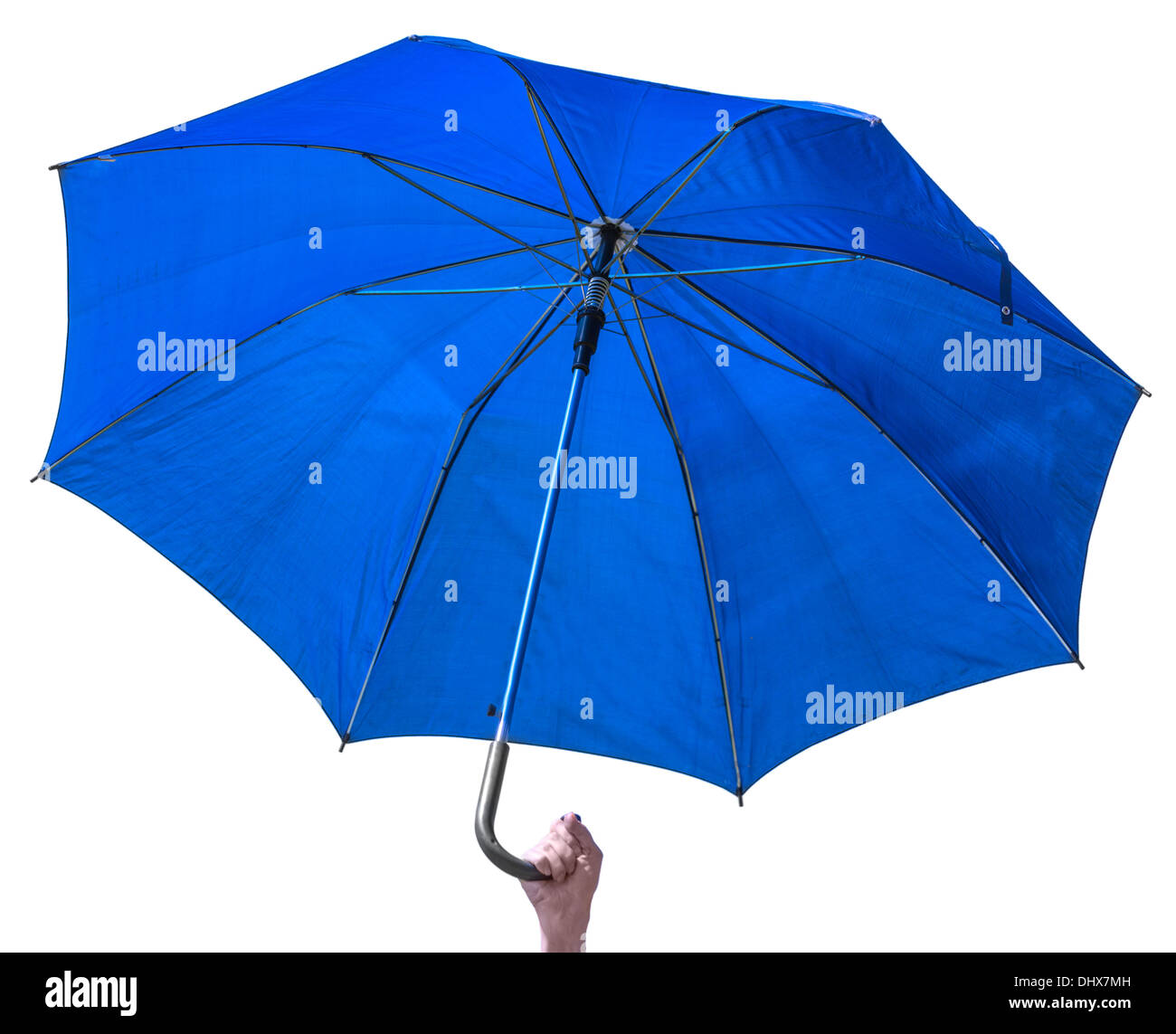blue umbrella isolated in hand Stock Photo Alamy