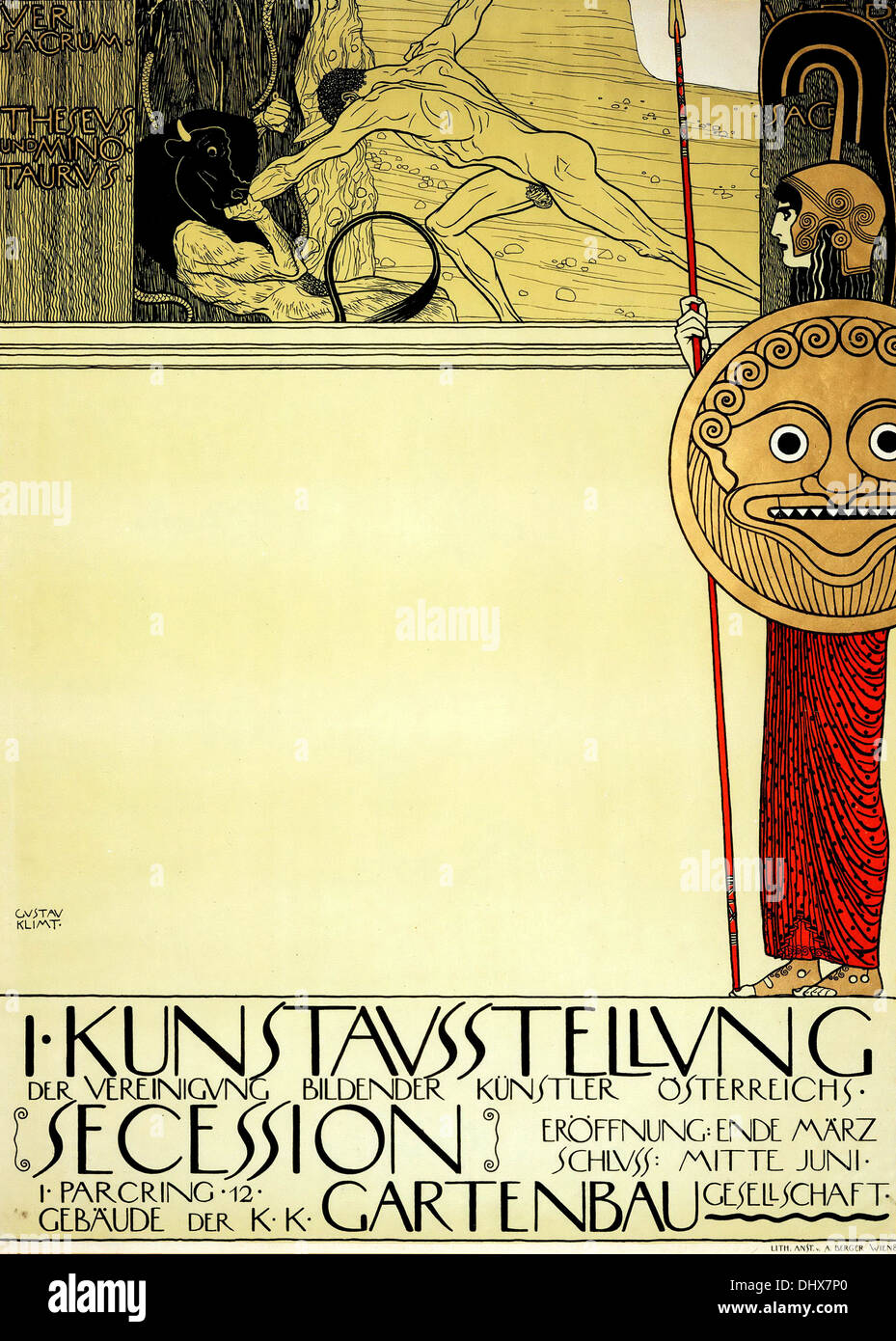 Poster for the 1st Secession exhibition - Gustav Klimt, 1898  - Editorial use only. Stock Photo