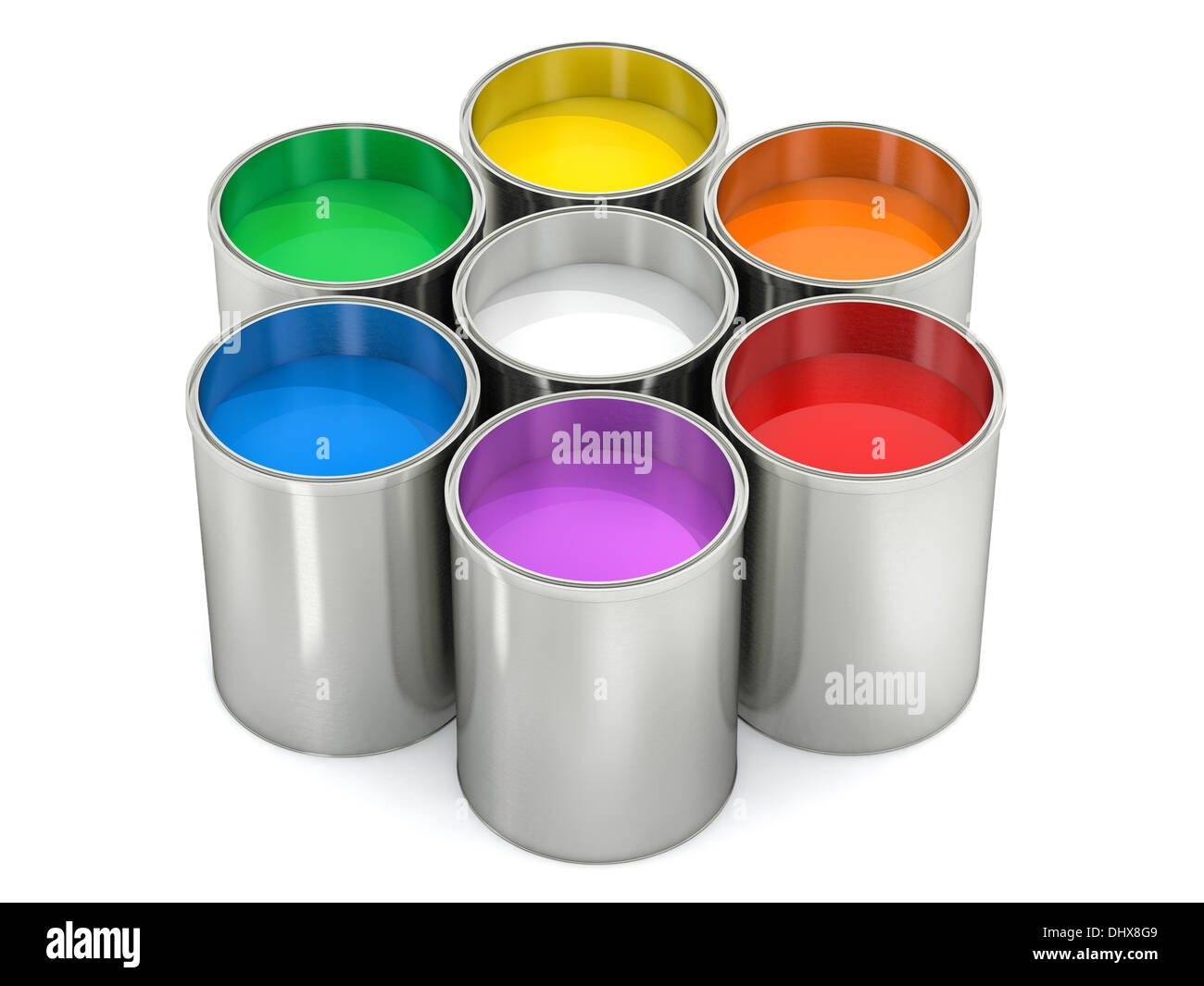 Paint buckets color wheel Stock Photo Alamy