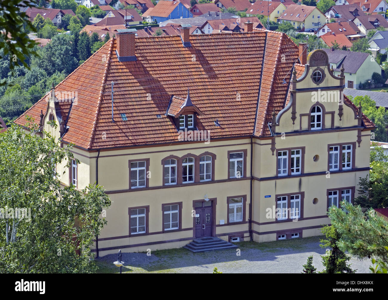 Old Schoolhouse in Aach i. Hegau Stock Photo