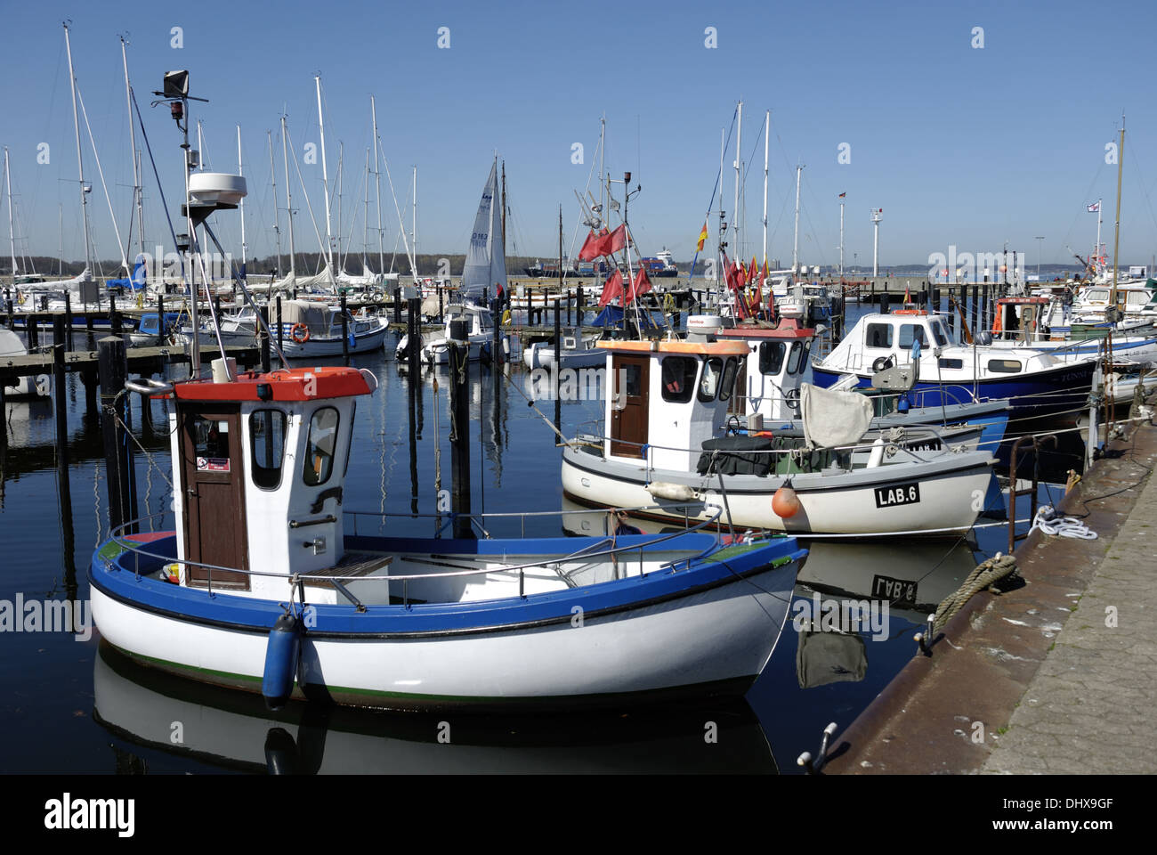 Fishing Boats at Laboe Harbour Stock Photo