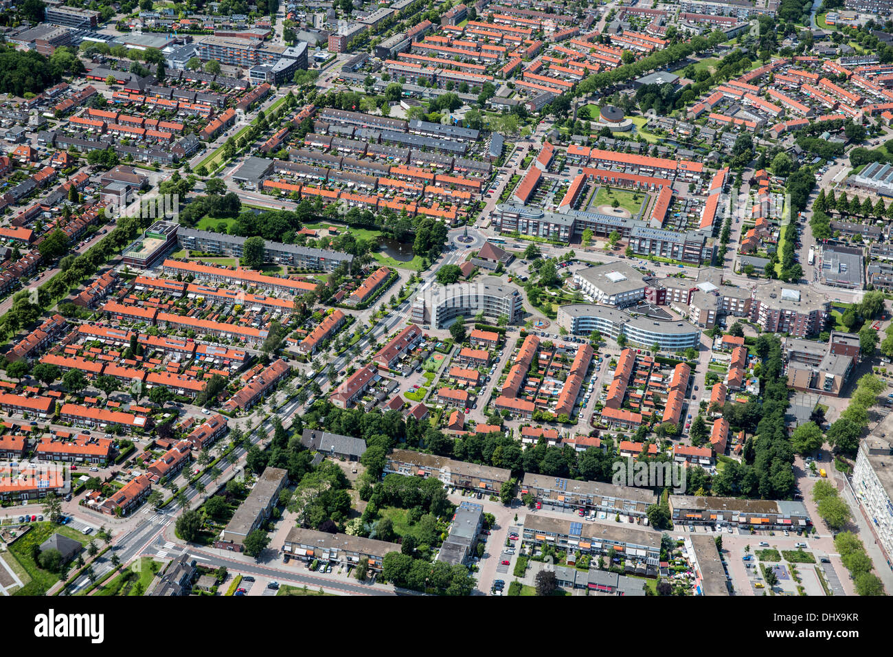 Netherlands, Dordrecht, Residential district. Aerial Stock Photo
