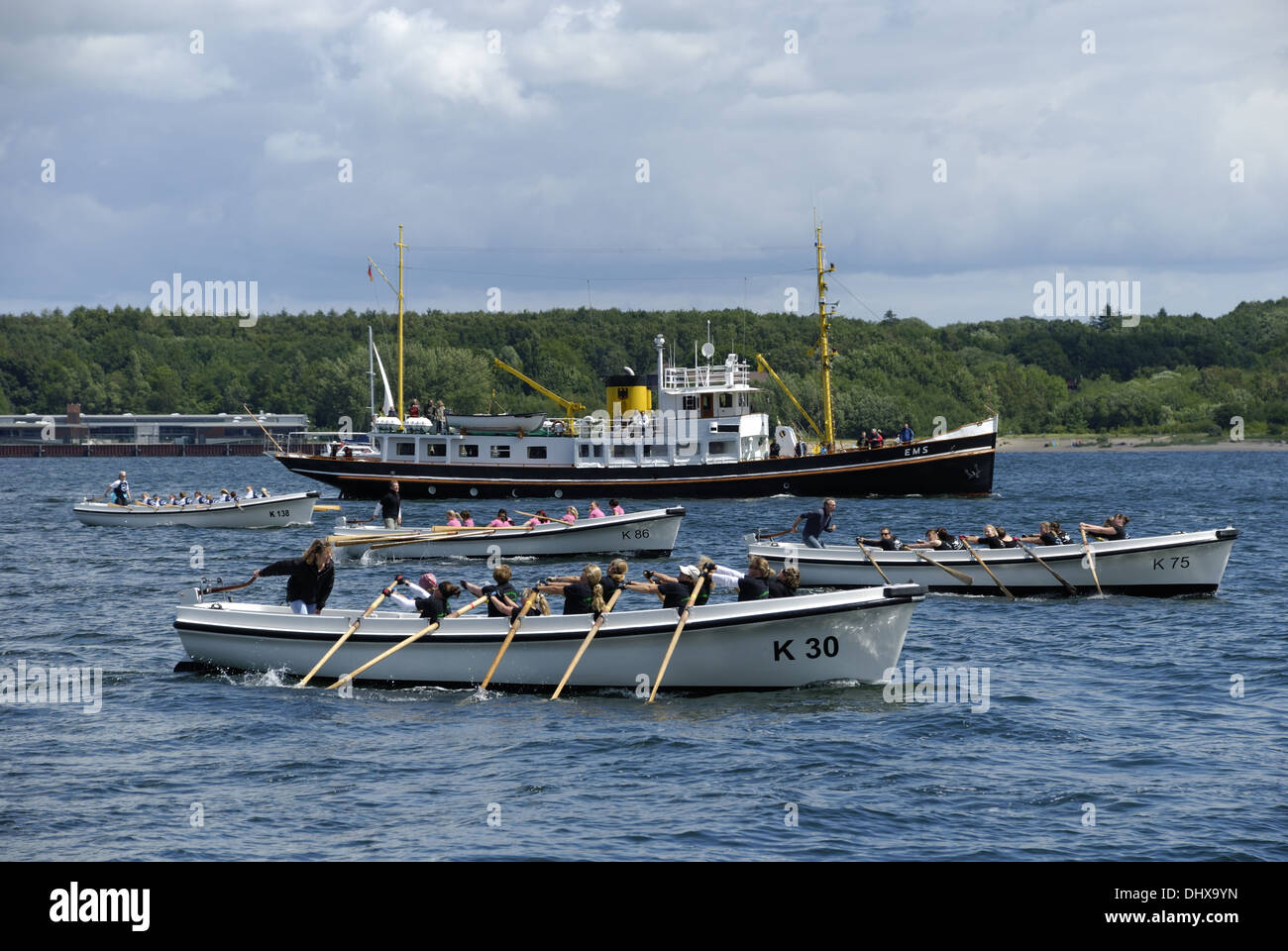 Row boat race in Kiel Stock Photo