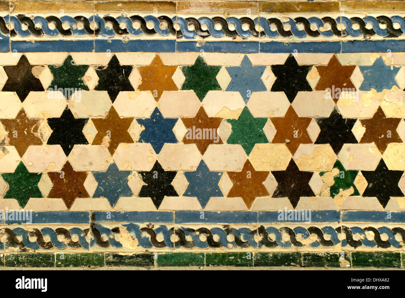 Tiled mosaics in the Real Alcazar of Seville Spain. The Alcázar of