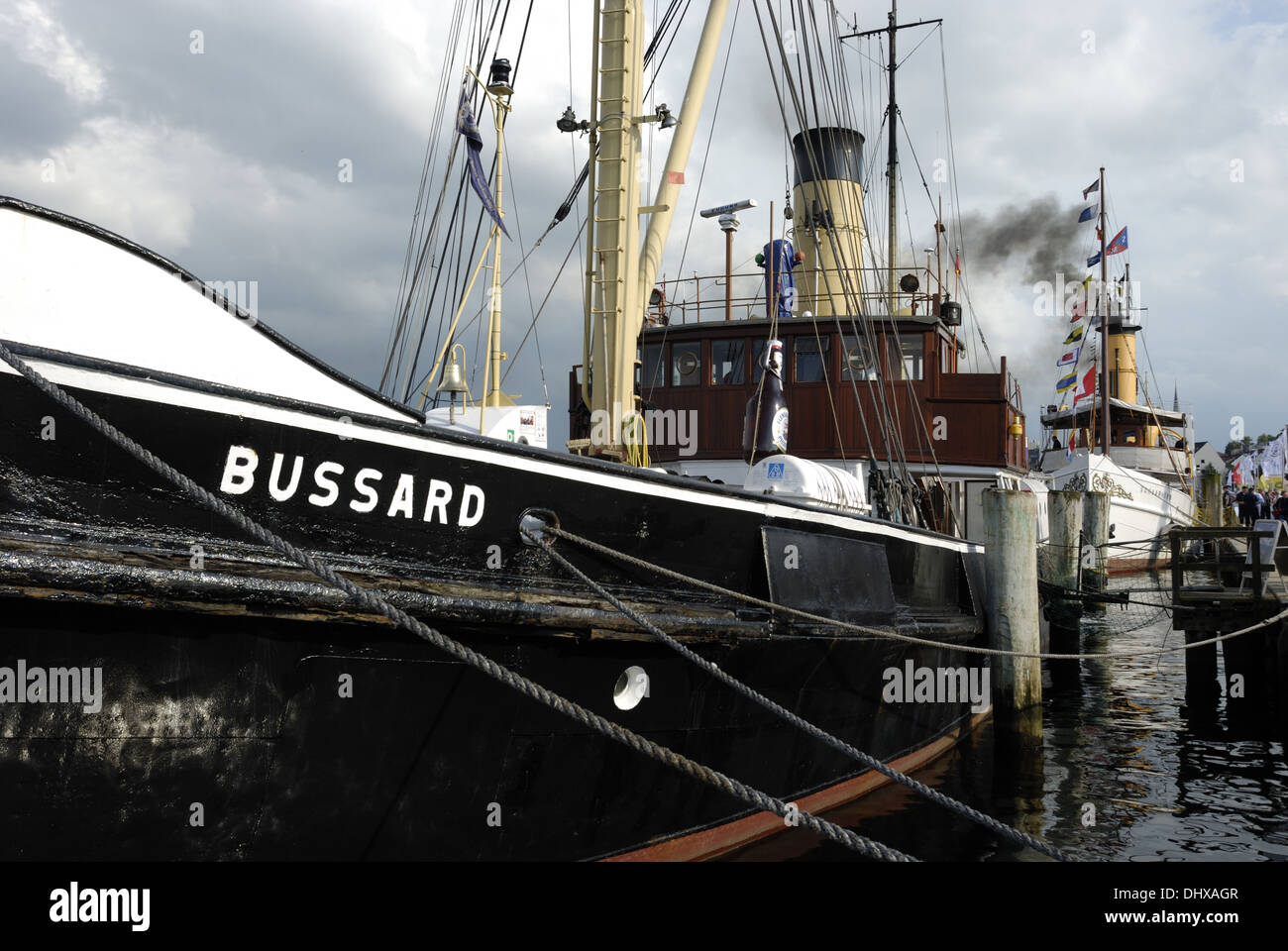 Steamship Bussard in Flensburg Stock Photo