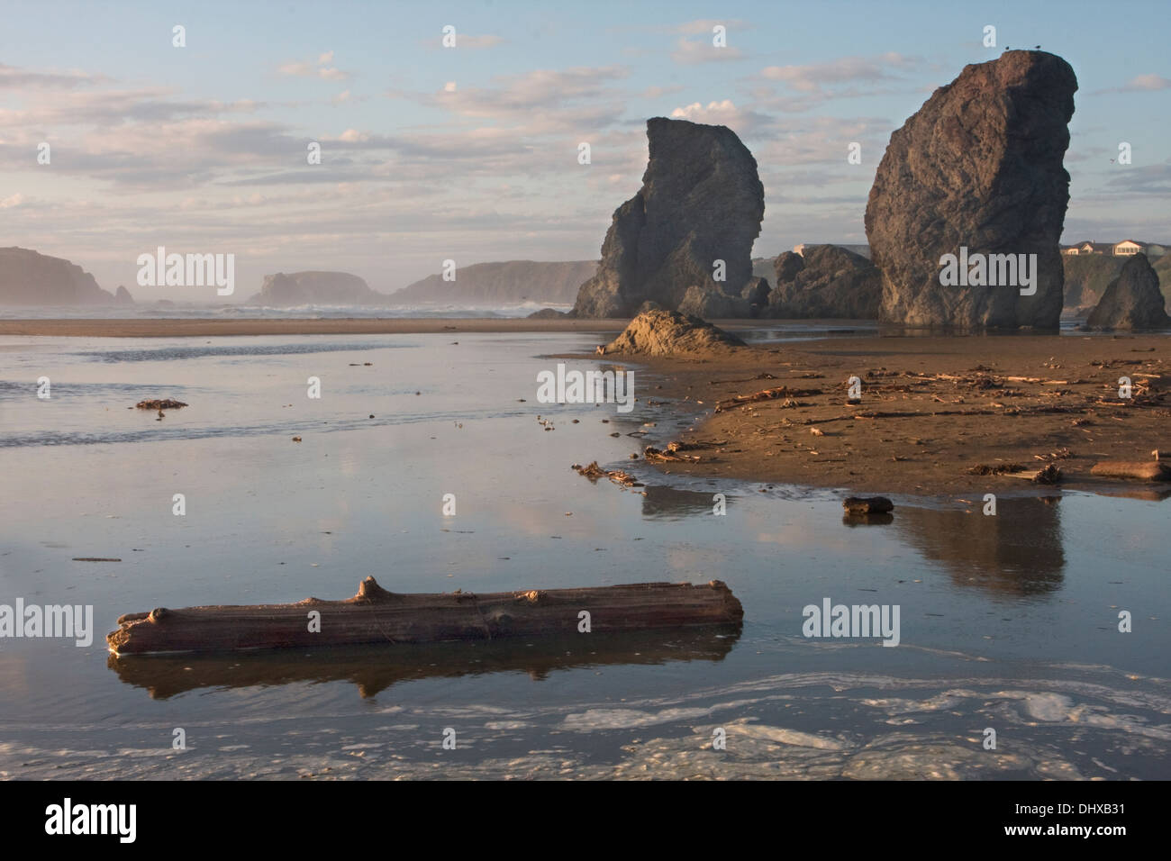 Sea stacks along Bandon Beach in Bandon Beach State Natural Area, Oregon. Stock Photo