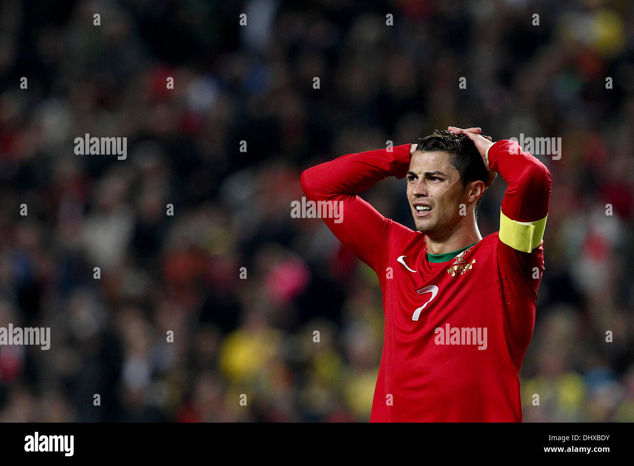 Cristiano Ronaldo, Portugal forward during the soccer match between Portugal and Sewden for the first leg of the Play Off for 2014 FIFA World Cup Brazil, at Luz Stadium in Lisbon, Portugal, on November 15, 2013. Photo by Pedro Nunes Stock Photo