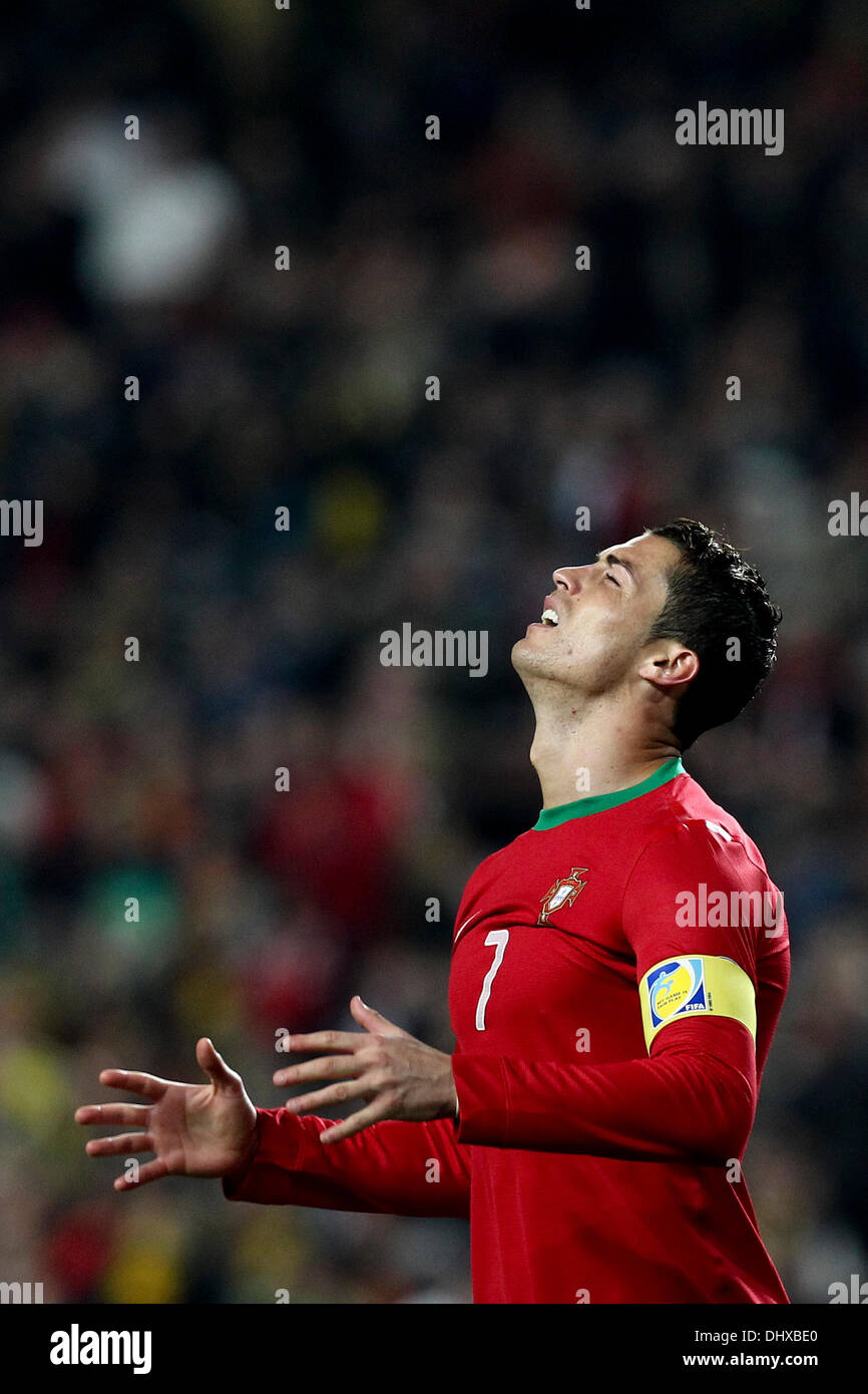 Cristiano Ronaldo, Portugal forward during the soccer match between Portugal and Sewden for the first leg of the Play Off for 2014 FIFA World Cup Brazil, at Luz Stadium in Lisbon, Portugal, on November 15, 2013. Photo by Pedro Nunes Stock Photo
