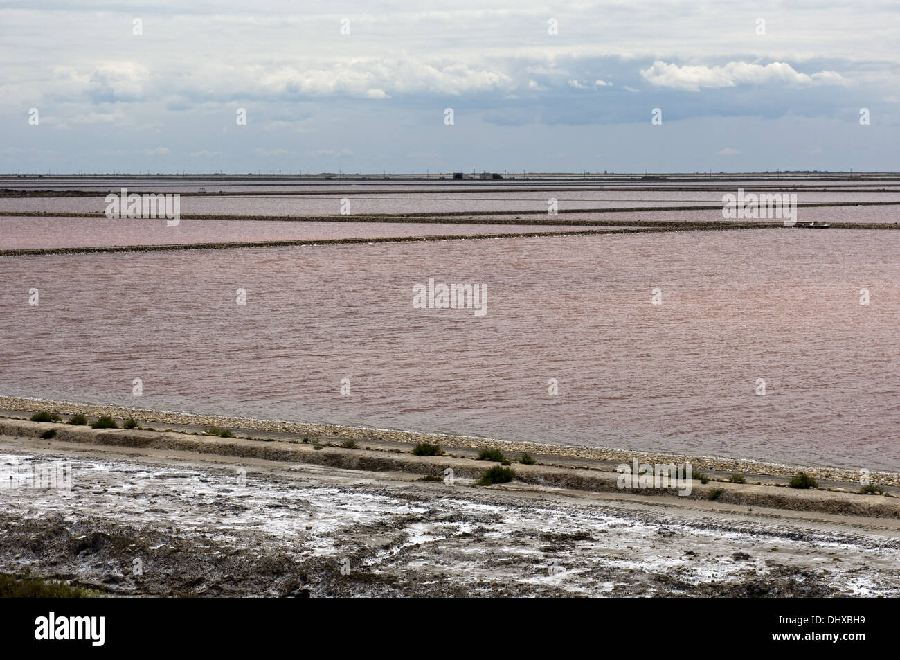 Solar evaporation salt pans, Salin-de-Giraud Stock Photo