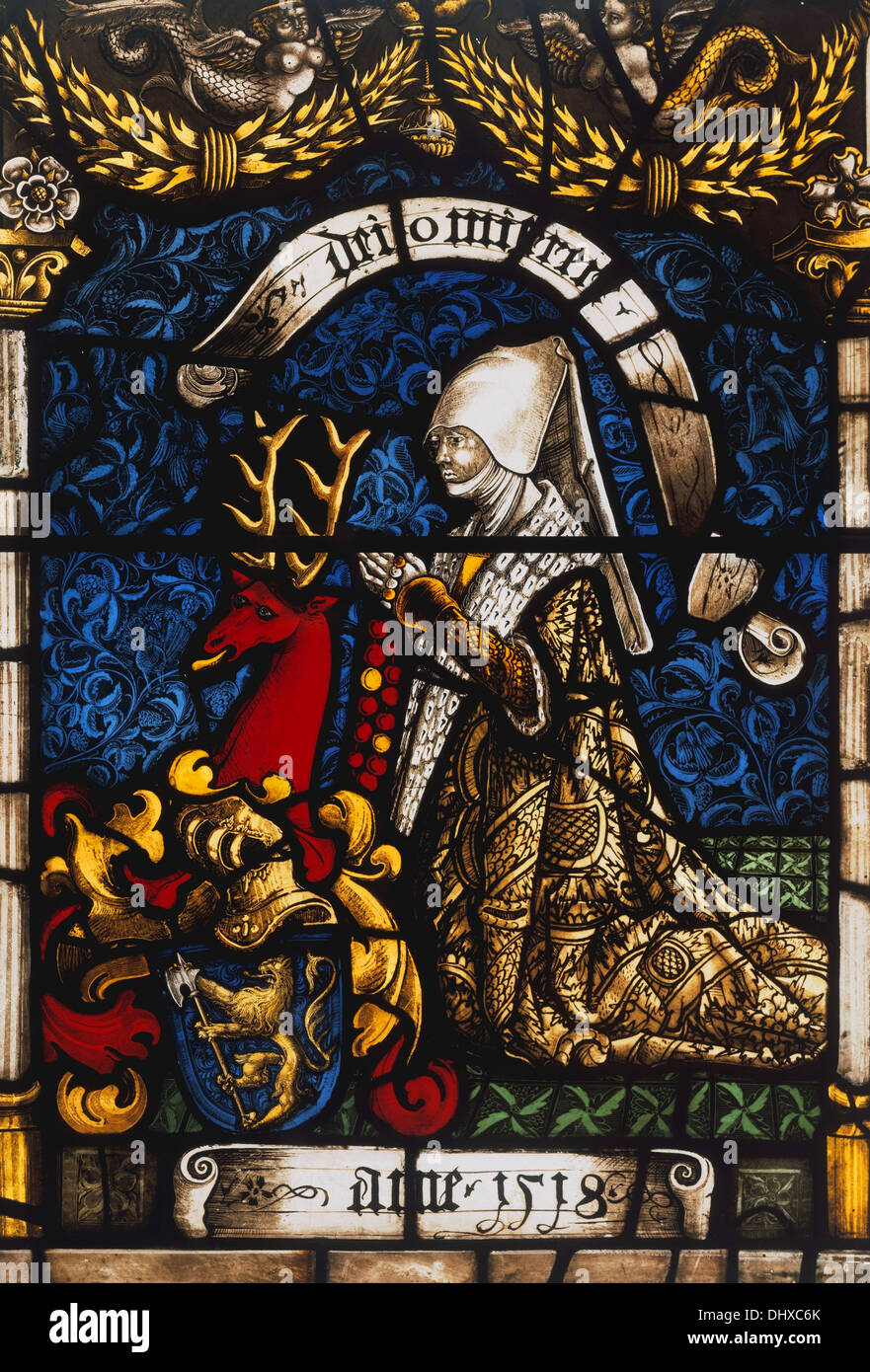 Heraldic Panel of Barbara von Zimmern, 1518, Stained glass, Germany Stock Photo