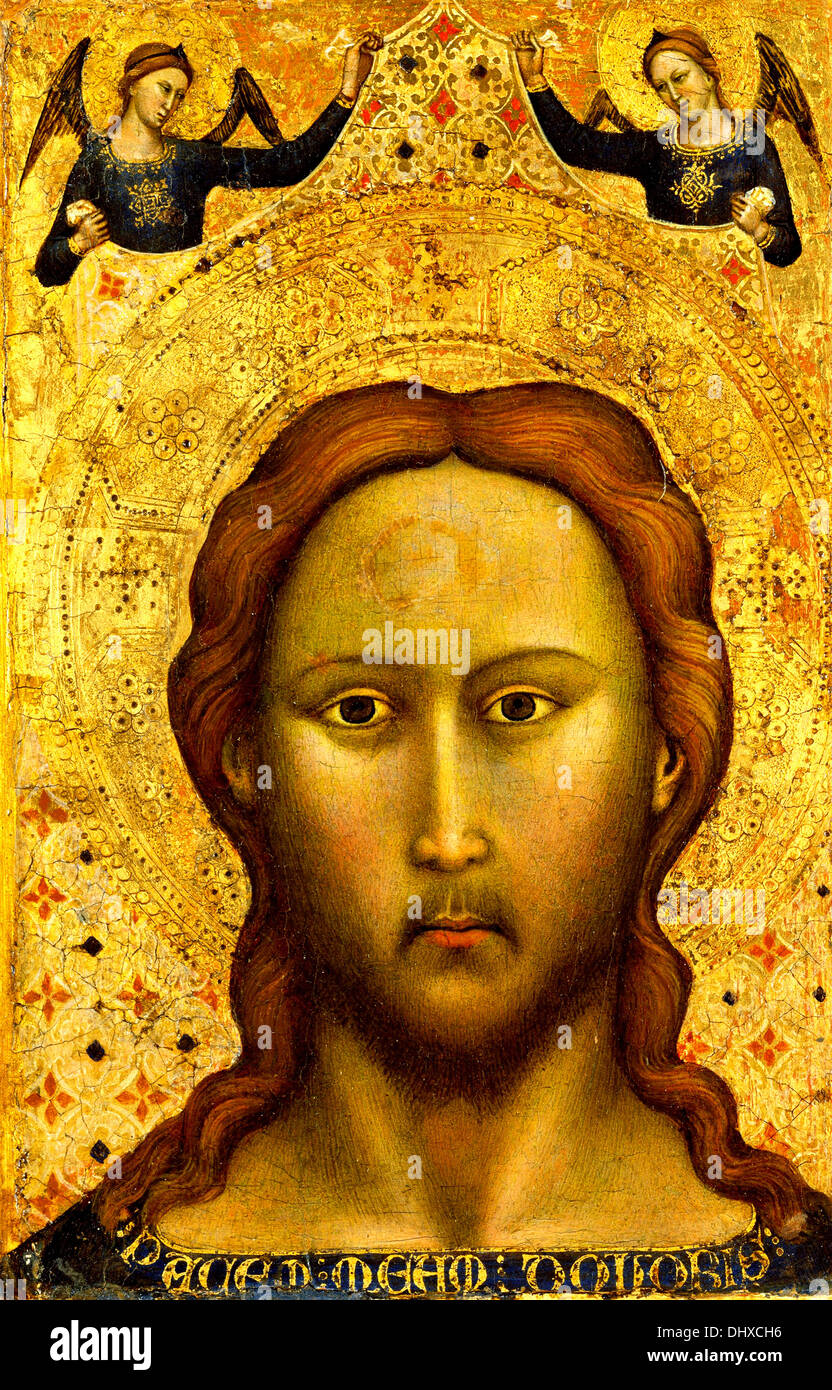 Head of Christ - by Master of the Orcagnesque Misericordia, 1400's Stock Photo