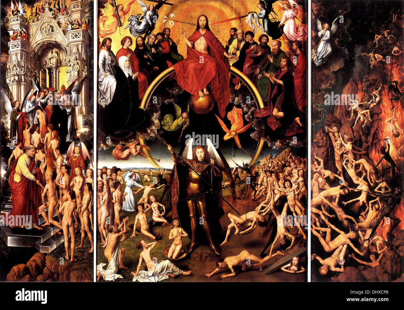 Last Judgement Triptych - by Hans Memling, 1467 Stock Photo