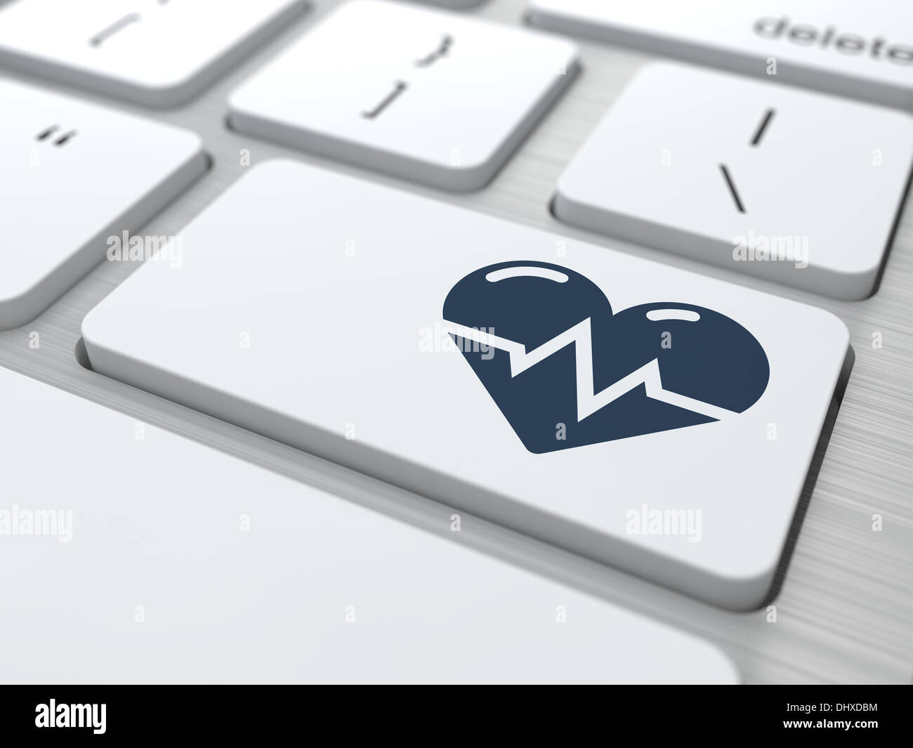 Icon of Heart with Cardiogram Line on Button. Stock Photo