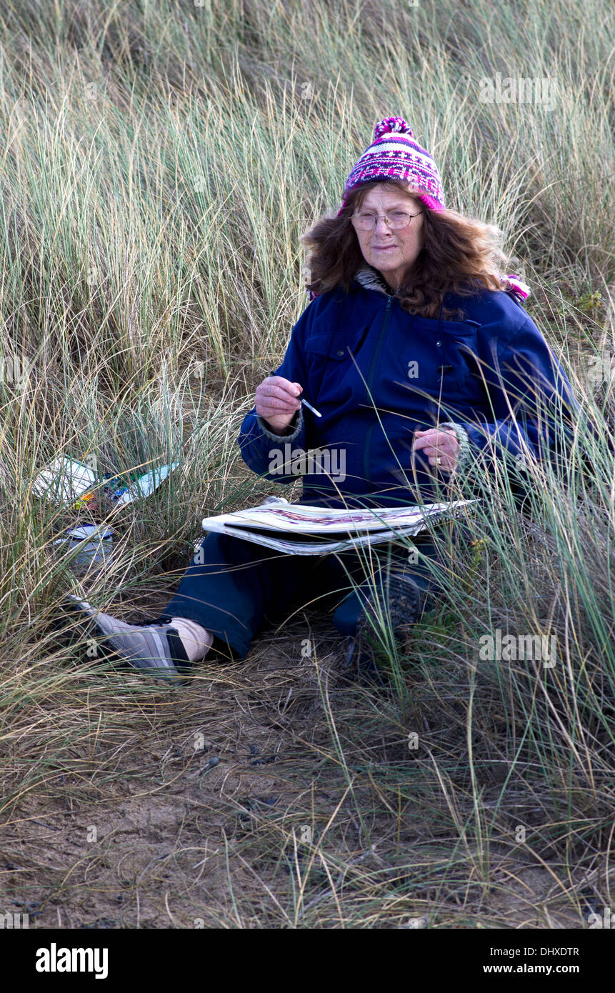 A seventy year old outdoor painting good physical and mental exercise