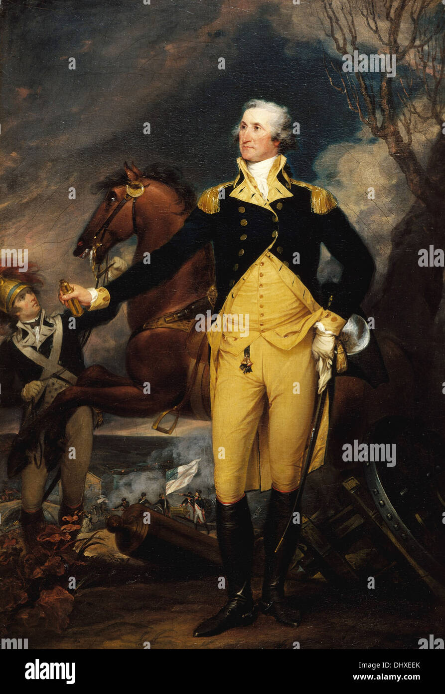 George Washington before Battle of Trenton - by John Trumbull, 1795 Stock Photo