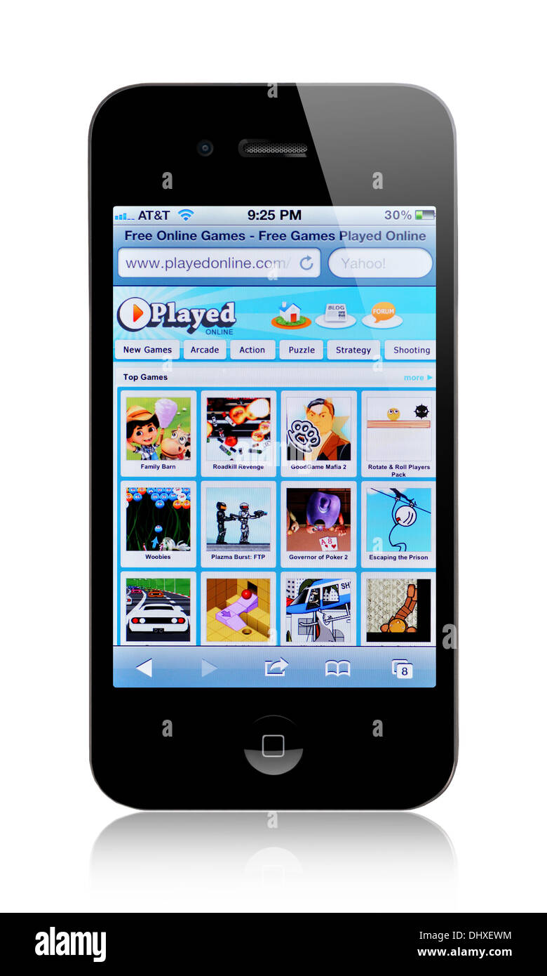 Iphone Screen Showing Games Website Stock Photos Iphone Screen