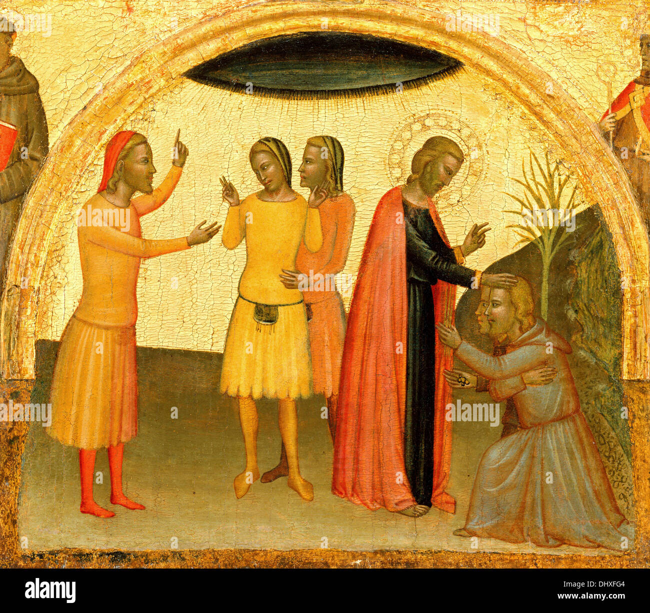Saint John the Evangelist with Acteus and Eugenius - by Francescuccio Ghissi, 1370 Stock Photo