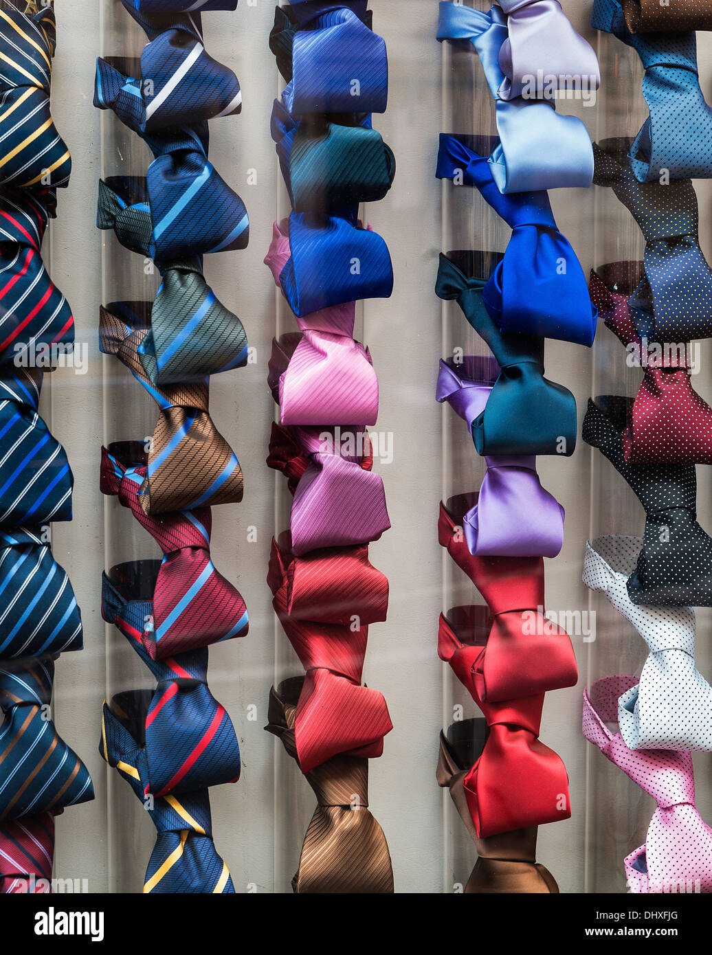 Silk ties display in a store window, Rome, Italy Stock Photo