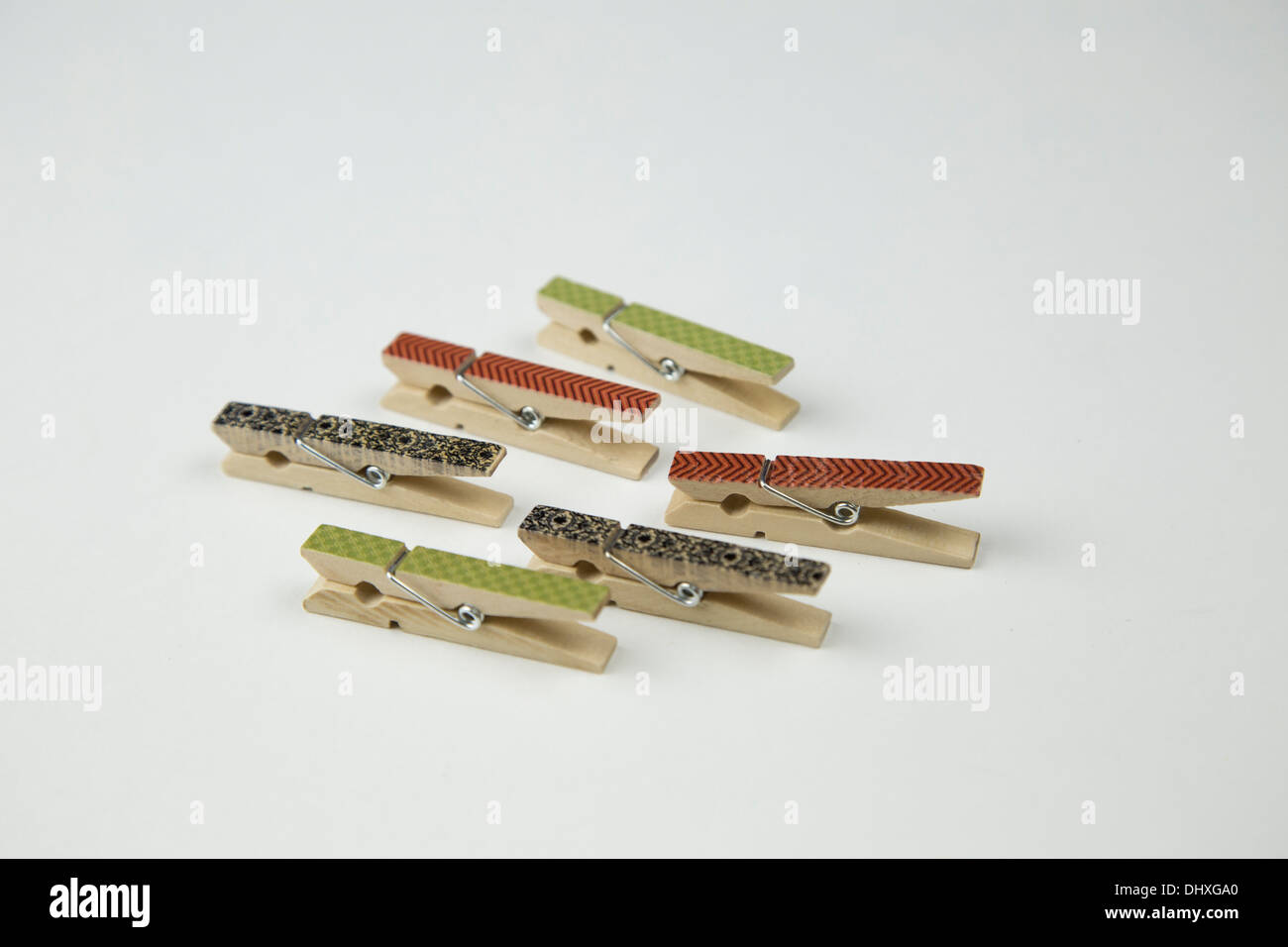 clothespin color red green orange purple wash old old fashioned pin cloth clothes small tiny colour colored nice still life Stock Photo