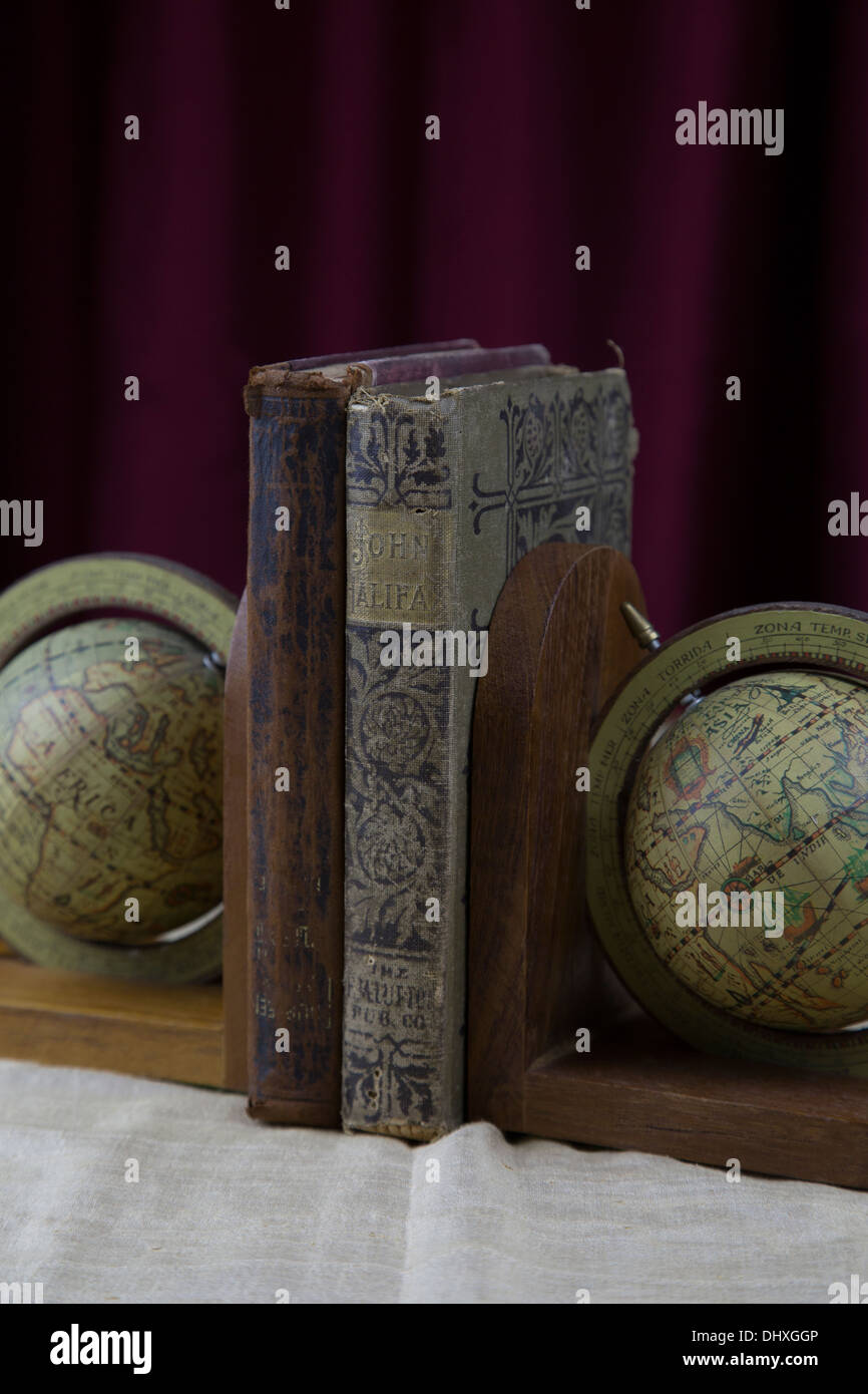 old vintage 1800 1900 book books globe stand stands conceptual historic