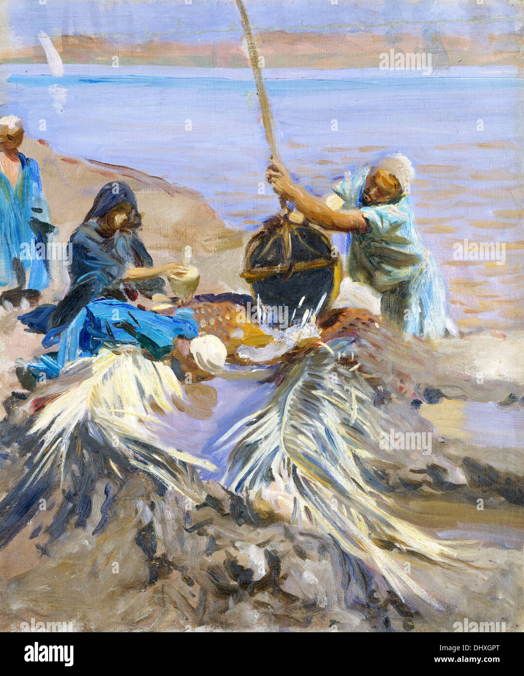 Egyptians Raising Water from the Nile - by John Singer Sargent, 1891 Stock Photo
